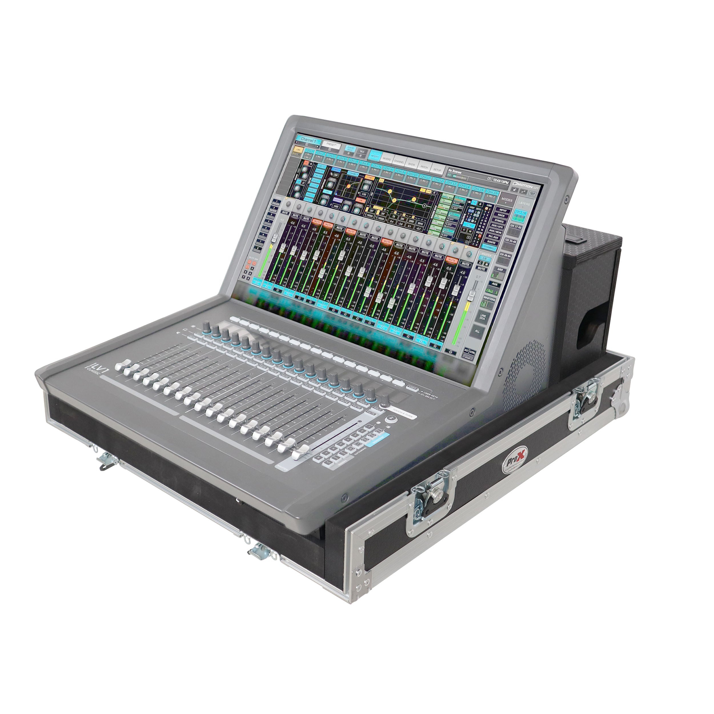 ATA Digital Audio Mixer Flight Case for Waves eMotion LV1 Classic Console with Doghouse compartment and 4x Caster wheels