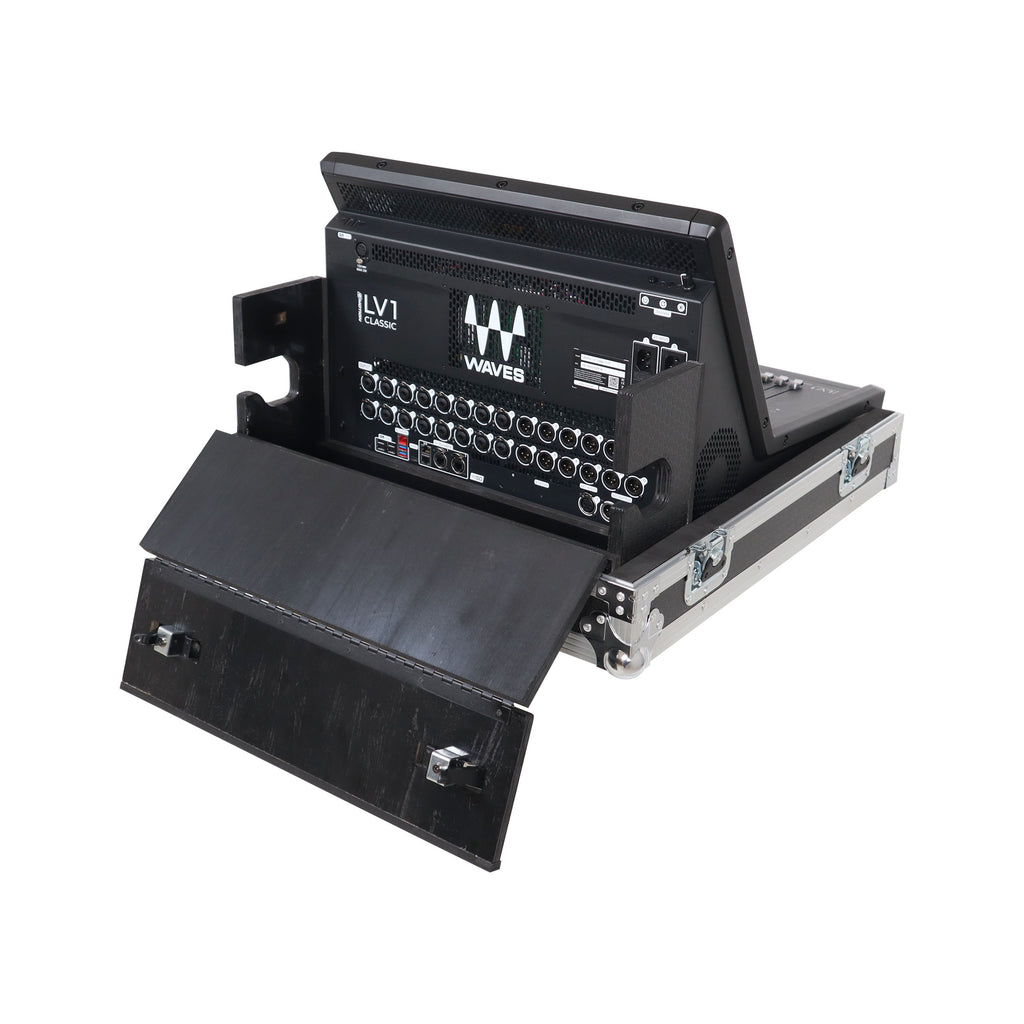 ATA Digital Audio Mixer Flight Case for Waves eMotion LV1 Classic Console with Doghouse compartment and 4x Caster wheels