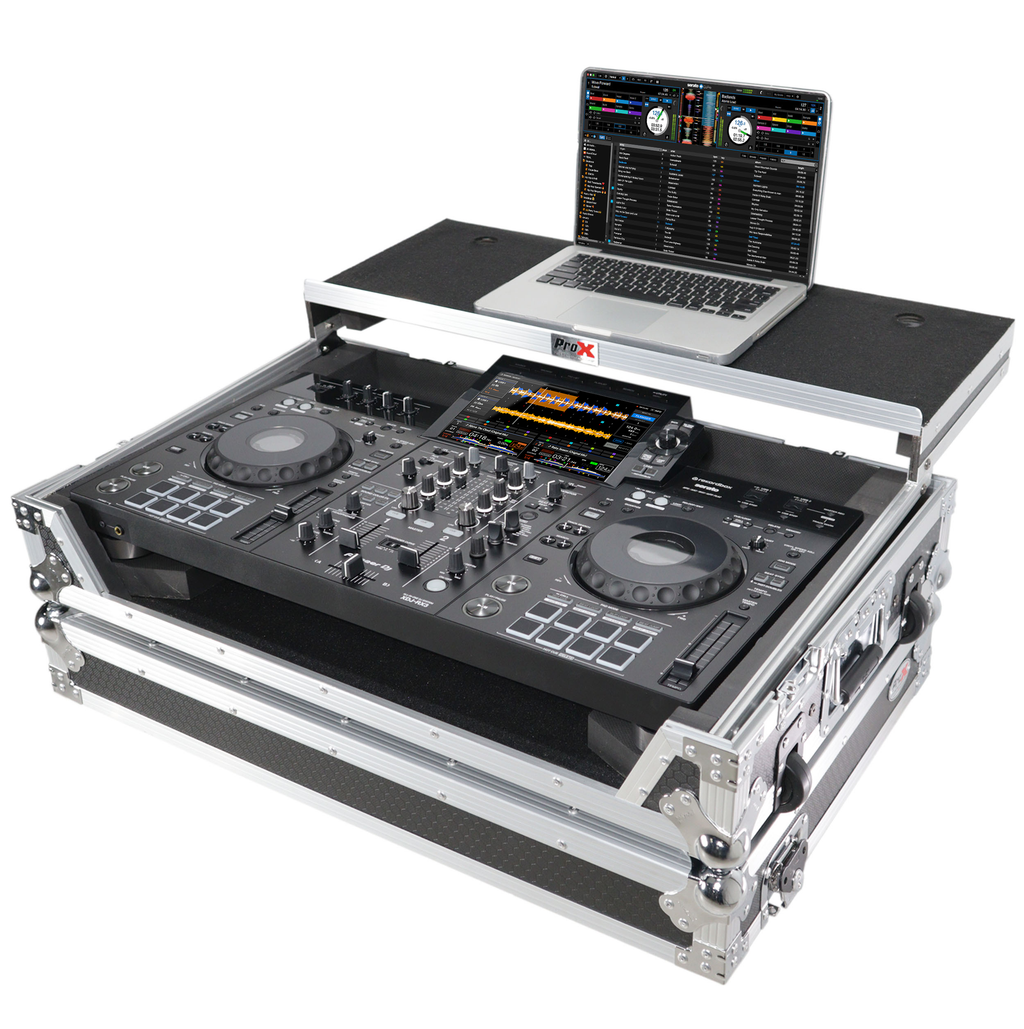 ATA Flight Case ATA Flight Case For Pioneer DDJ-REV5 XDJ-RX3 DJ Controller with Laptop Shelf 1U Rack Space and Wheels