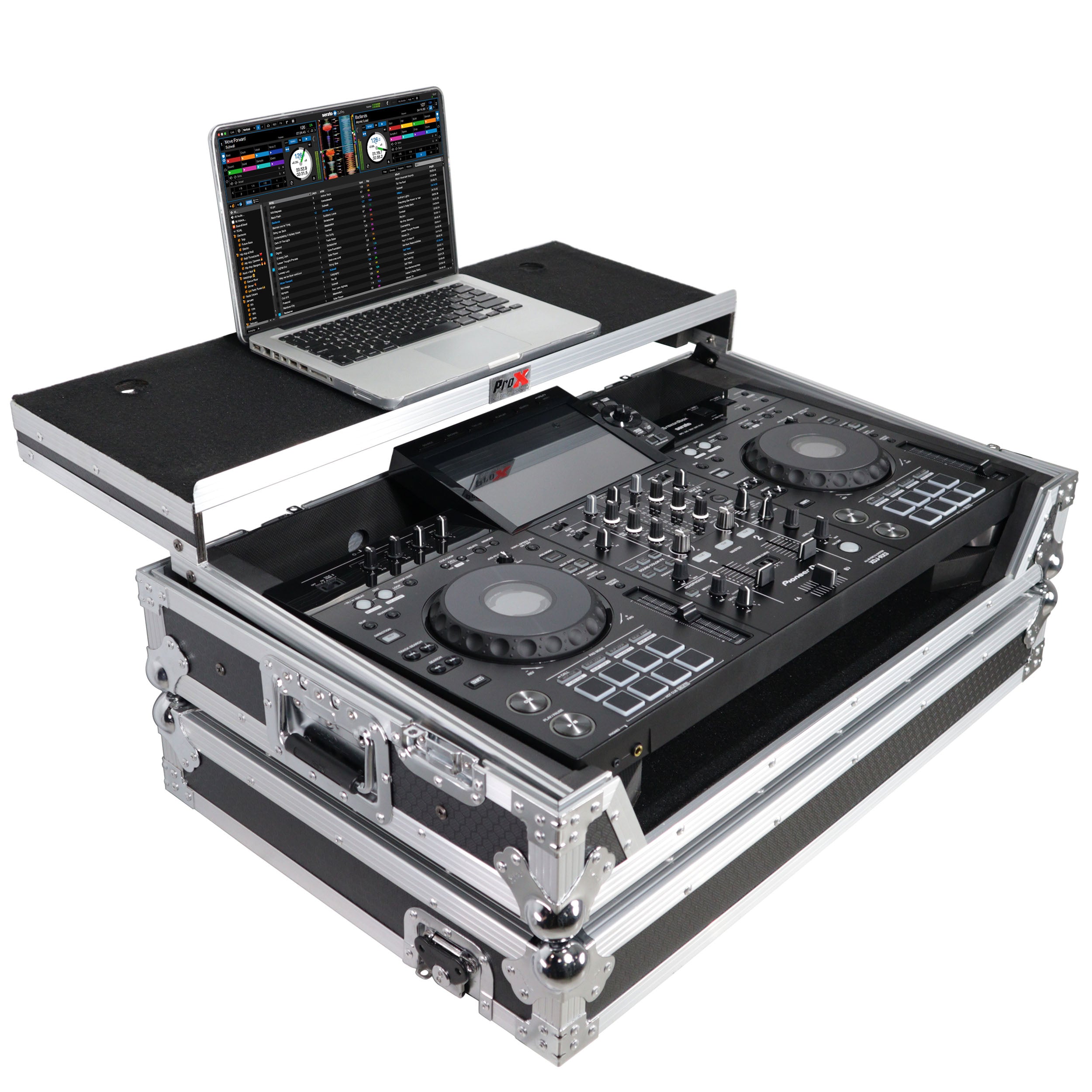 ATA Flight Case ATA Flight Case For Pioneer DDJ-REV5 XDJ-RX3 DJ Controller with Laptop Shelf 1U Rack Space and Wheels