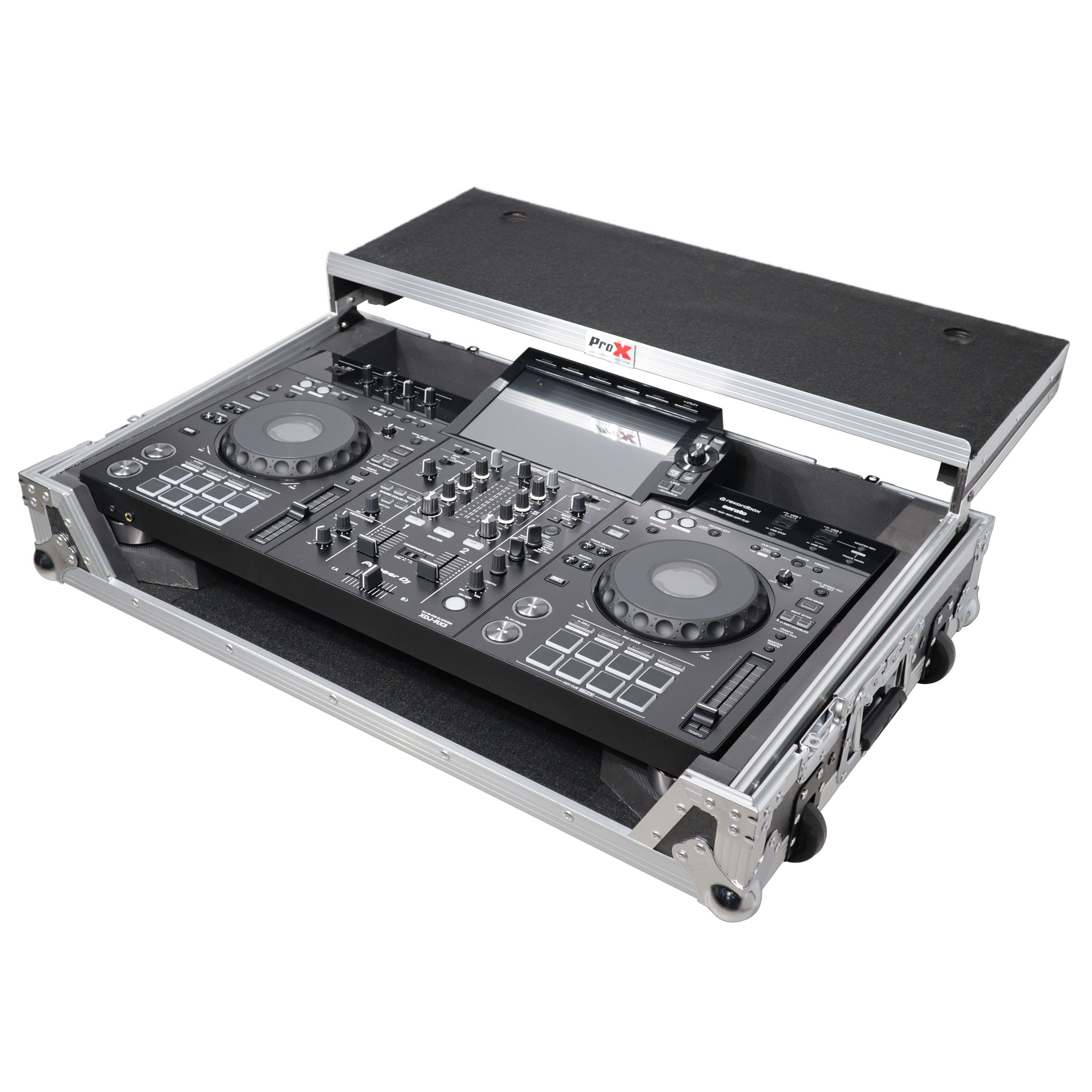 ATA Flight Case ATA Flight Case For Pioneer DDJ-REV5 XDJ-RX3 DJ Controller with Laptop Shelf 1U Rack Space and Wheels
