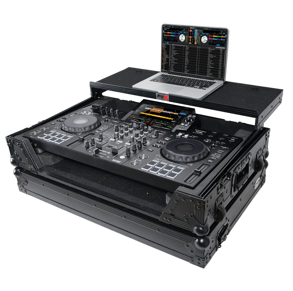 ATA Style DJ Controller Case for Pioneer DDJ-REV5 XDJ-RX3 RX2 Case with Laptop Shelf and Wheels | Black Finish