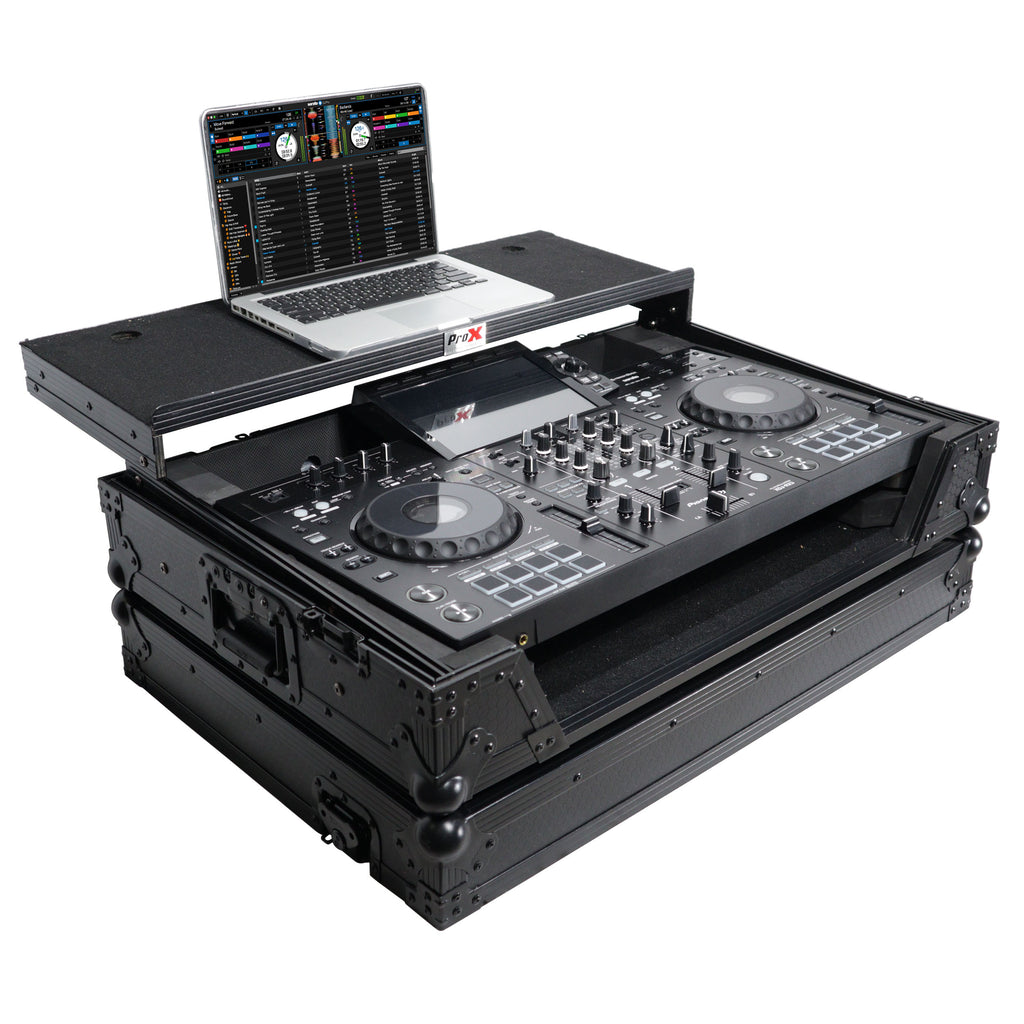 ATA Style DJ Controller Case for Pioneer DDJ-REV5 XDJ-RX3 RX2 Case with Laptop Shelf and Wheels | Black Finish