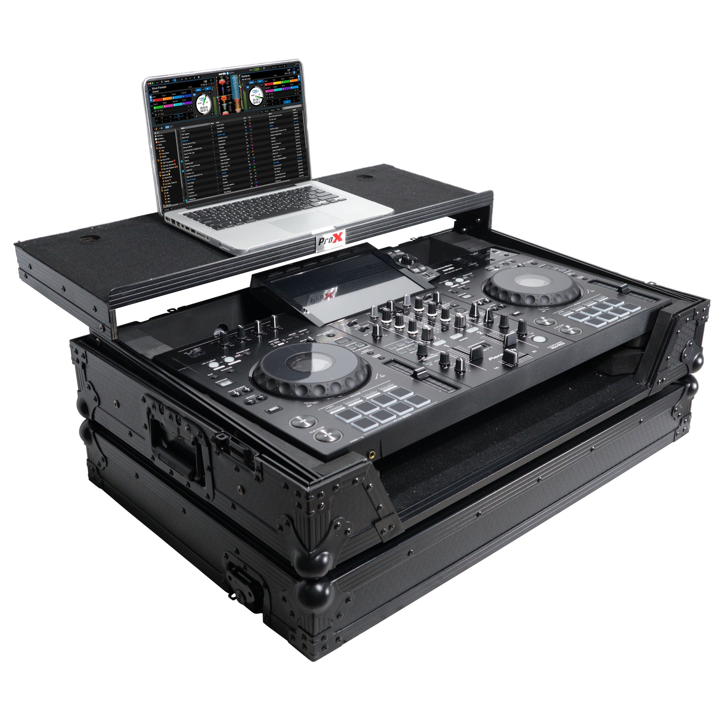 ATA Style DJ Controller Case for Pioneer DDJ-REV5 XDJ-RX3 RX2 Case with Laptop Shelf and Wheels | Black Finish