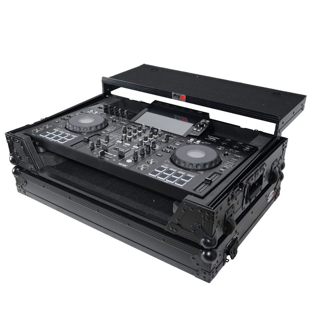 ATA Style DJ Controller Case for Pioneer DDJ-REV5 XDJ-RX3 RX2 Case with Laptop Shelf and Wheels | Black Finish
