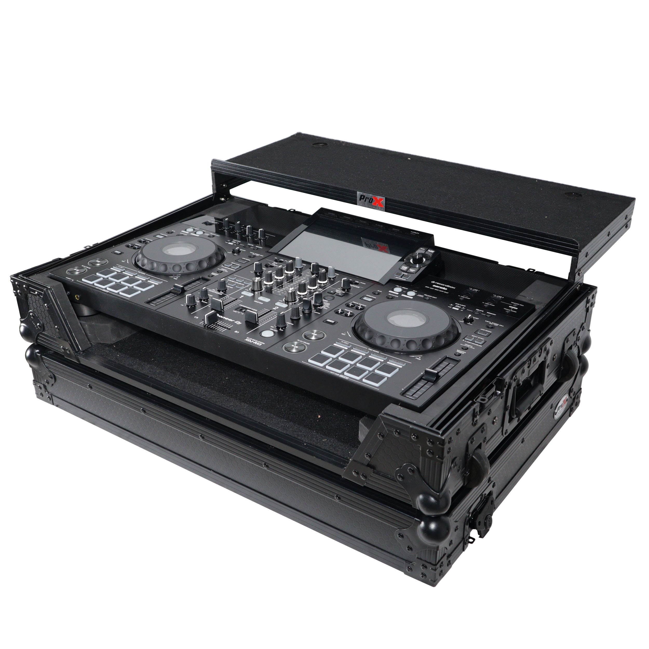 ATA Style DJ Controller Case for Pioneer DDJ-REV5 XDJ-RX3 RX2 Case with Laptop Shelf and Wheels | Black Finish