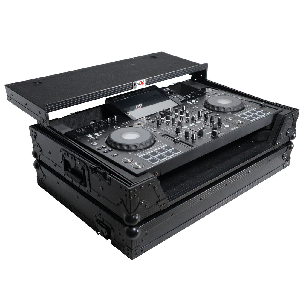 ATA Style DJ Controller Case for Pioneer DDJ-REV5 XDJ-RX3 RX2 Case with Laptop Shelf and Wheels | Black Finish