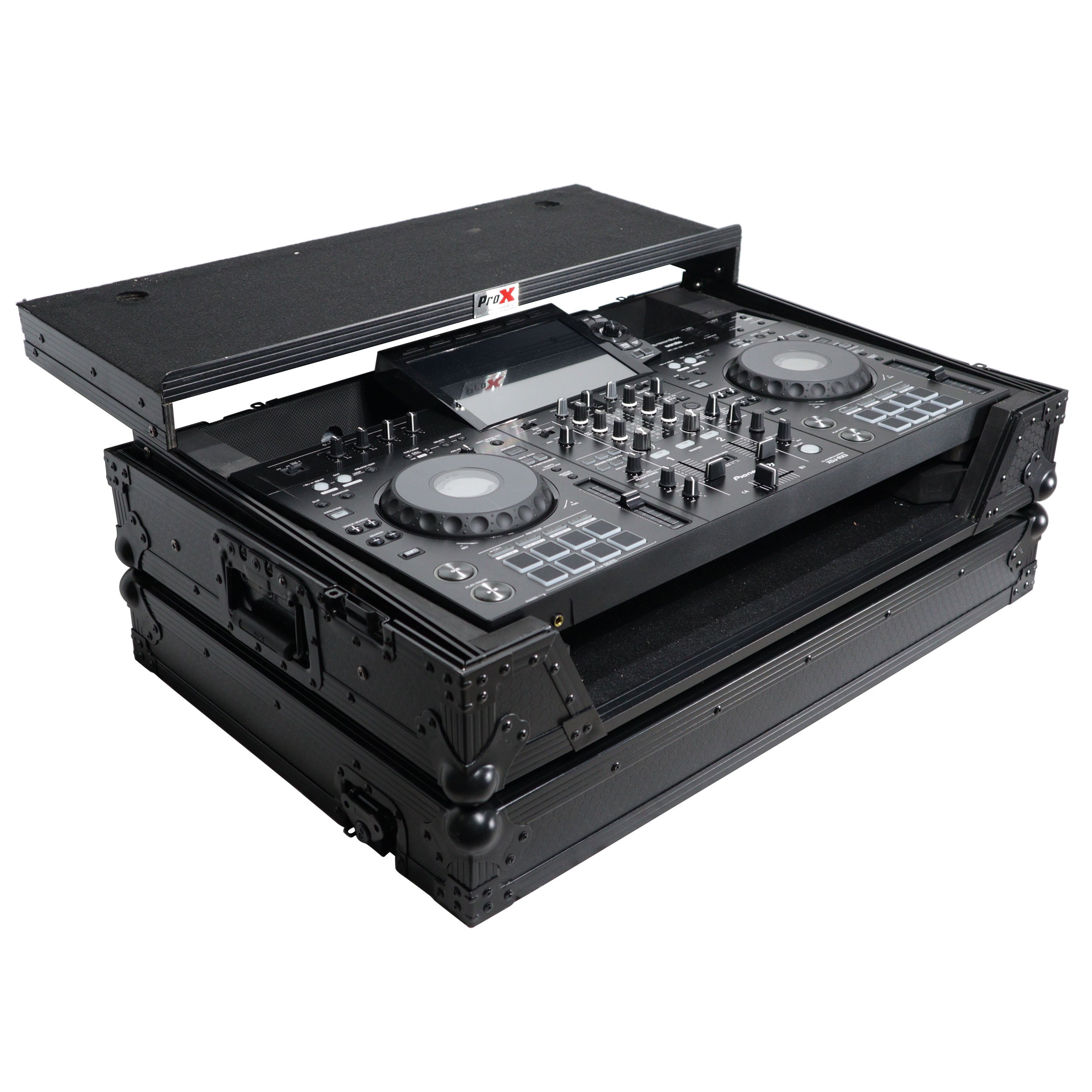ATA Style DJ Controller Case for Pioneer DDJ-REV5 XDJ-RX3 RX2 Case with Laptop Shelf and Wheels | Black Finish