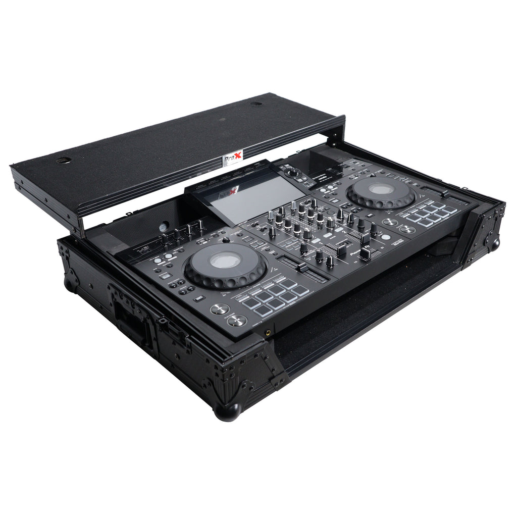 ATA Style DJ Controller Case for Pioneer DDJ-REV5 XDJ-RX3 RX2 Case with Laptop Shelf and Wheels | Black Finish