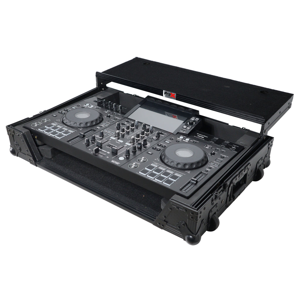 ATA Style DJ Controller Case for Pioneer DDJ-REV5 XDJ-RX3 RX2 Case with Laptop Shelf and Wheels | Black Finish