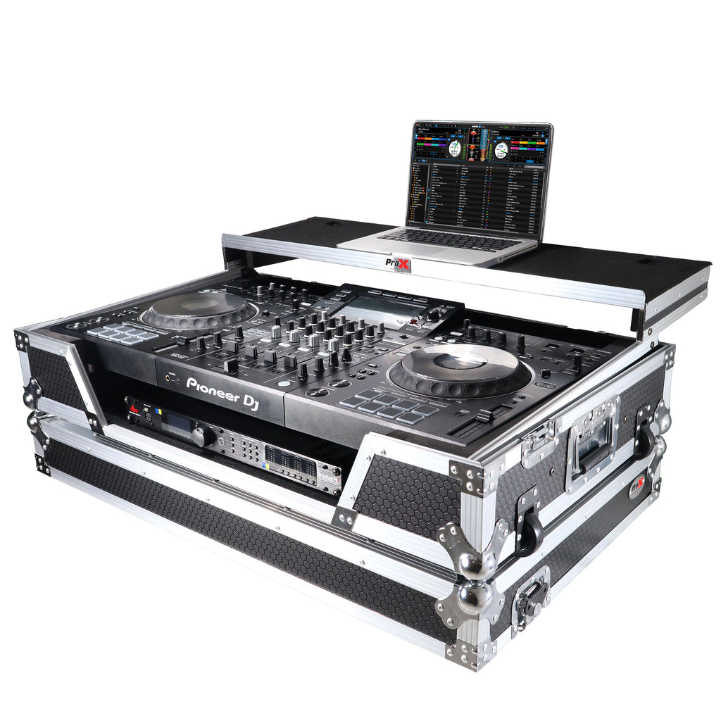 ATA Flight Case For Pioneer XDJ-XZ DJ Controller with Laptop Shelf 1U Rack Space and Wheels