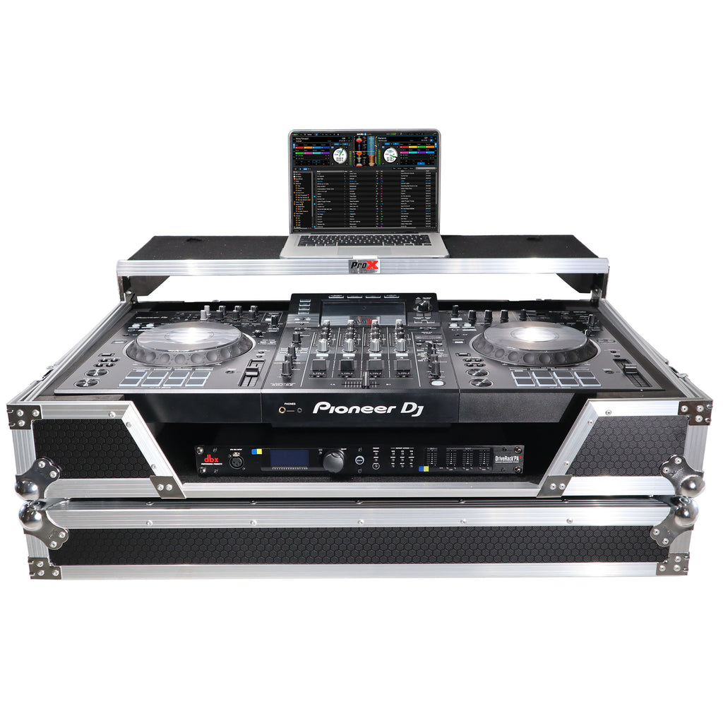 ATA Flight Case For Pioneer XDJ-XZ DJ Controller with Laptop Shelf 1U Rack Space and Wheels