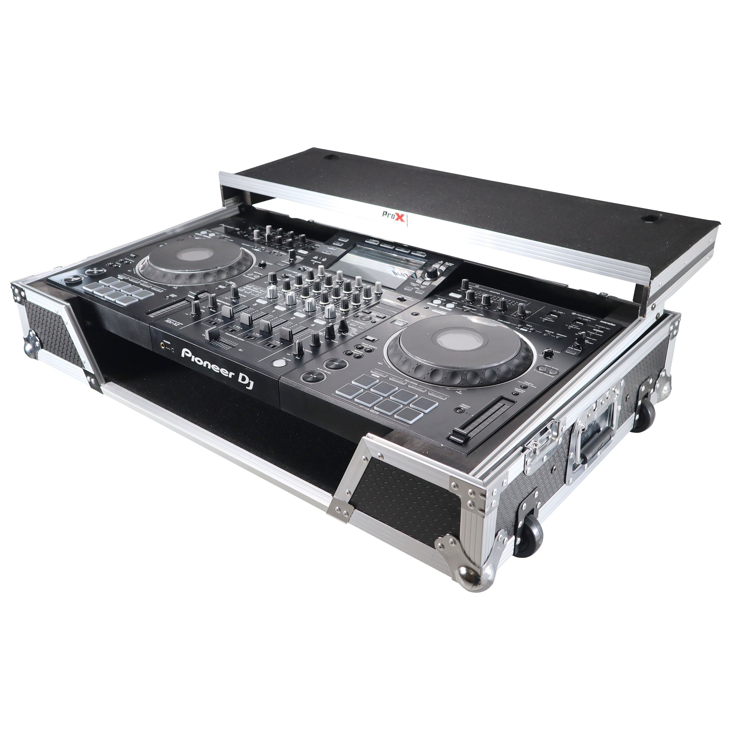 ATA Flight Case For Pioneer XDJ-XZ DJ Controller with Laptop Shelf 1U Rack Space and Wheels