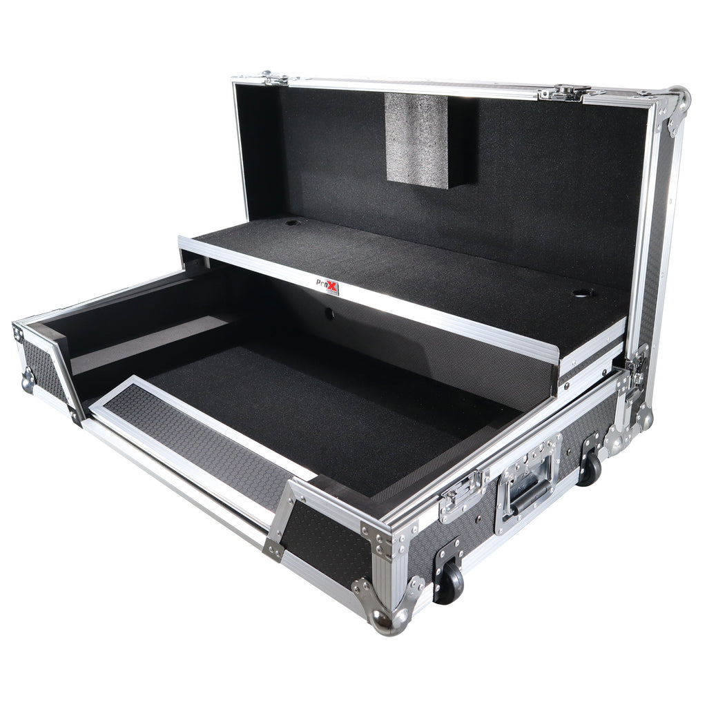 ATA Flight Case For Pioneer XDJ-XZ DJ Controller with Laptop Shelf 1U Rack Space and Wheels