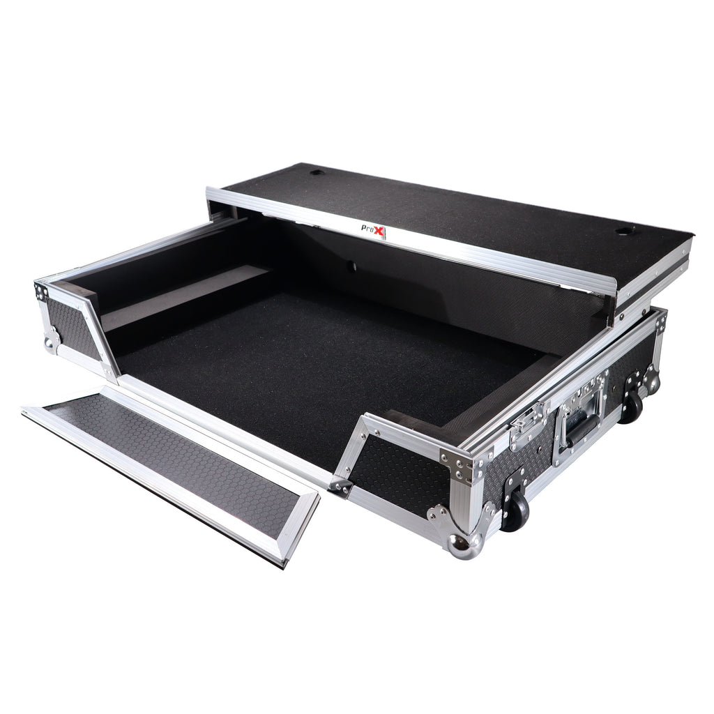 ATA Flight Case For Pioneer XDJ-XZ DJ Controller with Laptop Shelf 1U Rack Space and Wheels