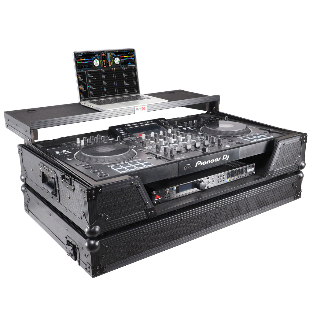 ATA Flight Case For Pioneer XDJ-XZ DJ Controller with Laptop Shelf 1U Rack Space and Wheels - Black