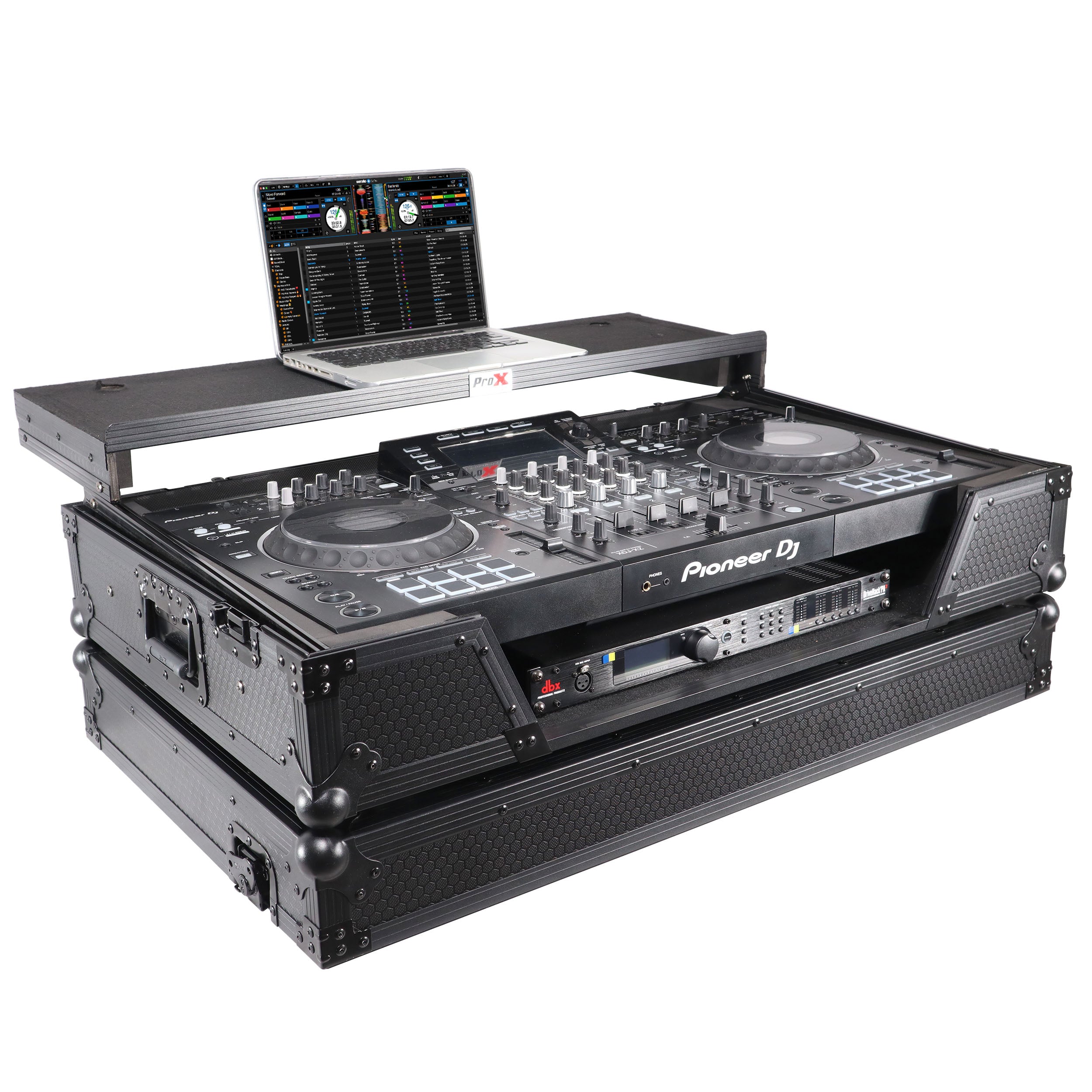 ATA Flight Case For Pioneer XDJ-XZ DJ Controller with Laptop Shelf 1U Rack Space and Wheels - Black