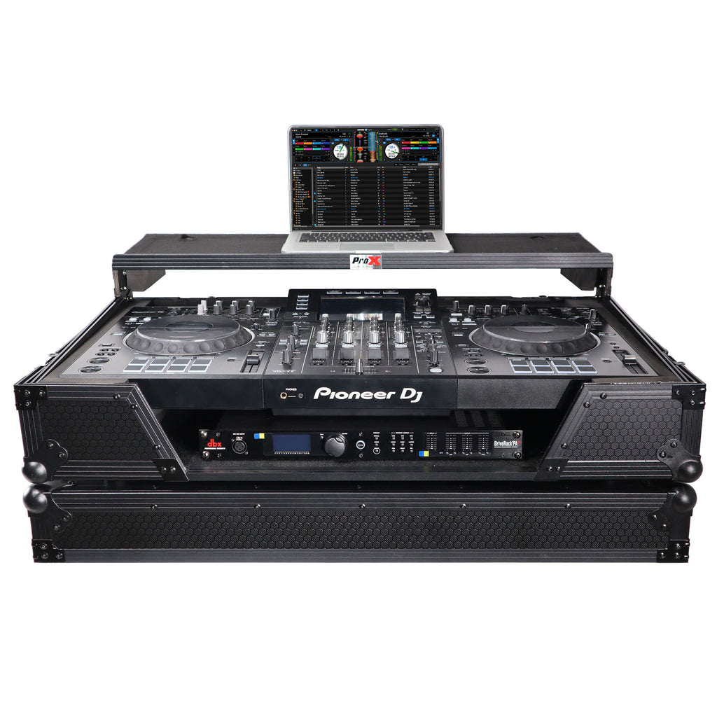 ATA Flight Case For Pioneer XDJ-XZ DJ Controller with Laptop Shelf 1U Rack Space and Wheels - Black