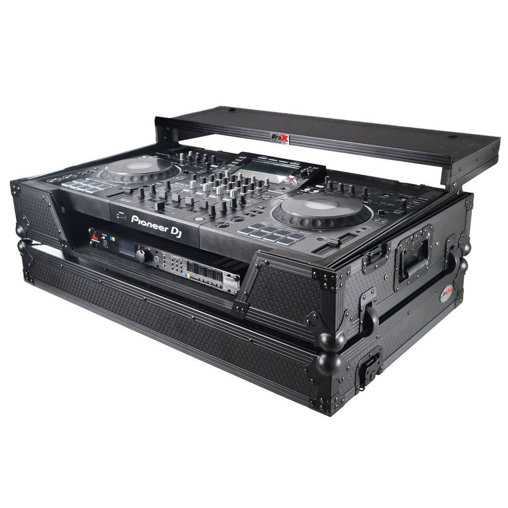 ATA Flight Case For Pioneer XDJ-XZ DJ Controller with Laptop Shelf 1U Rack Space and Wheels - Black