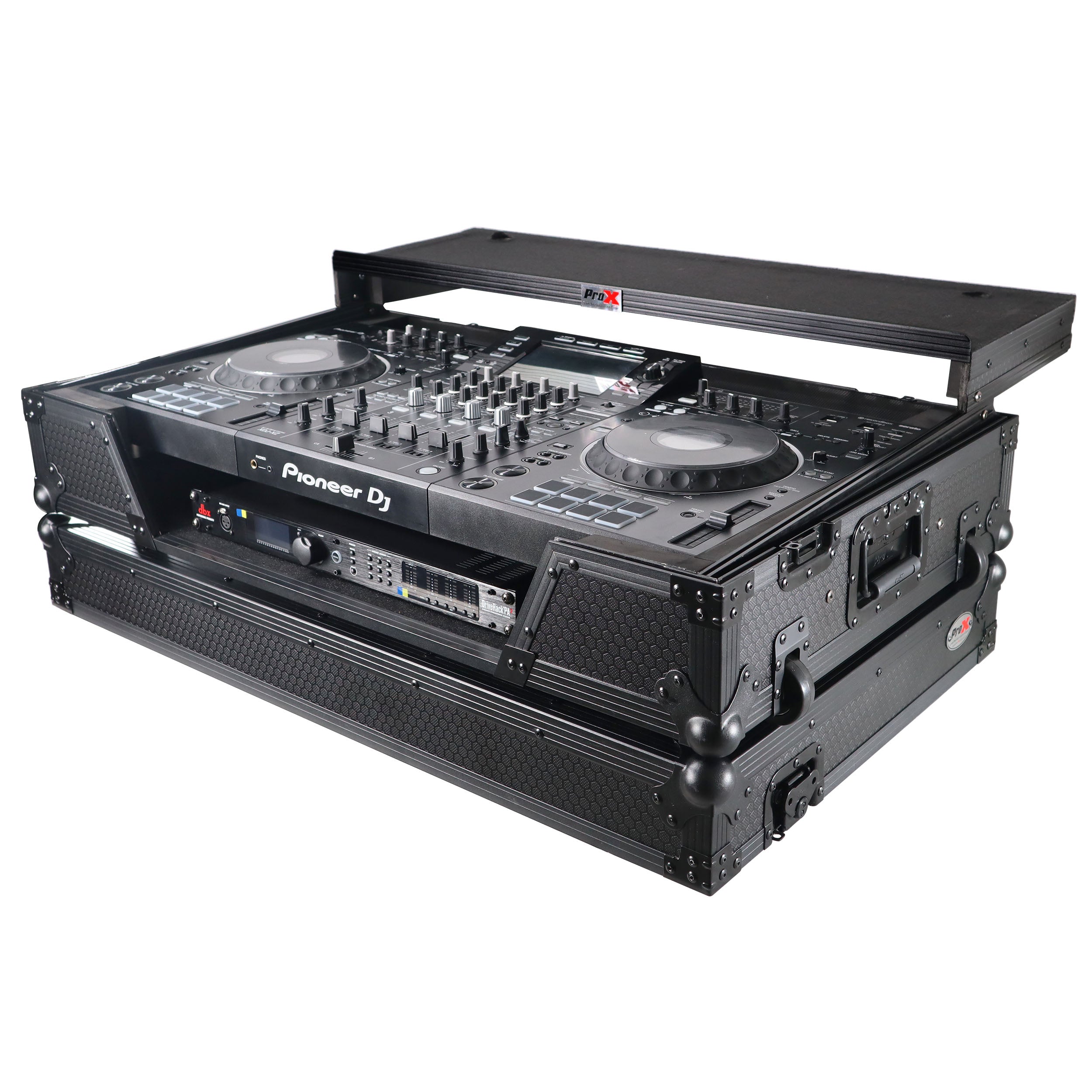 ATA Flight Case For Pioneer XDJ-XZ DJ Controller with Laptop Shelf 1U Rack Space and Wheels - Black
