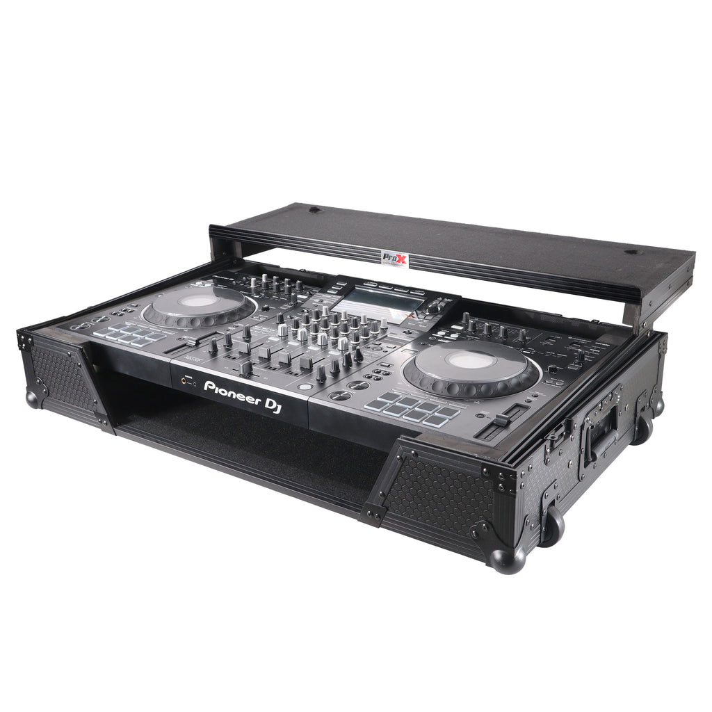 ATA Flight Case For Pioneer XDJ-XZ DJ Controller with Laptop Shelf 1U Rack Space and Wheels - Black