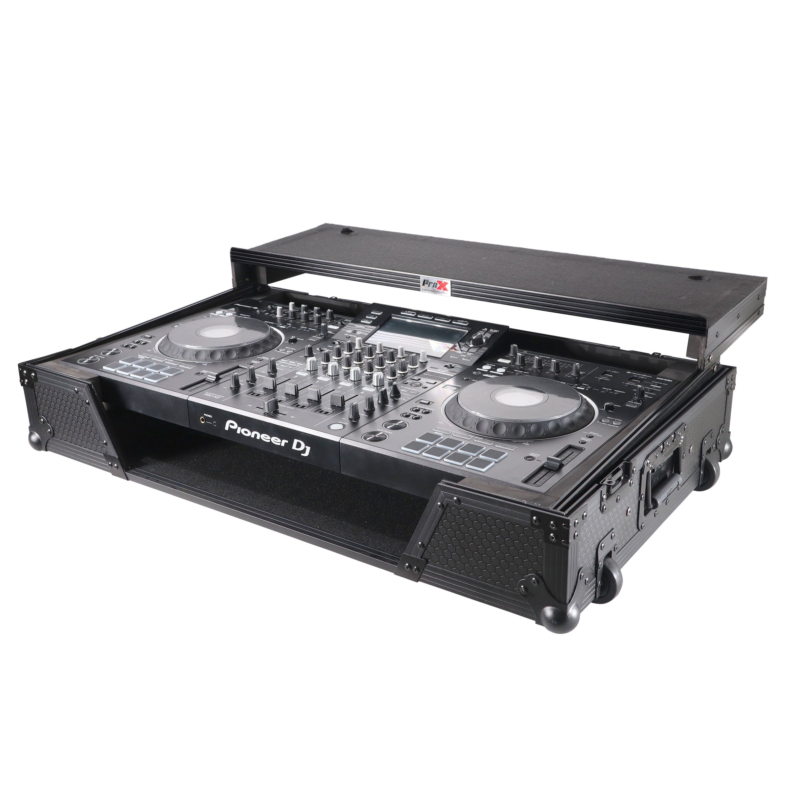 ATA Flight Case For Pioneer XDJ-XZ DJ Controller with Laptop Shelf 1U Rack Space and Wheels - Black