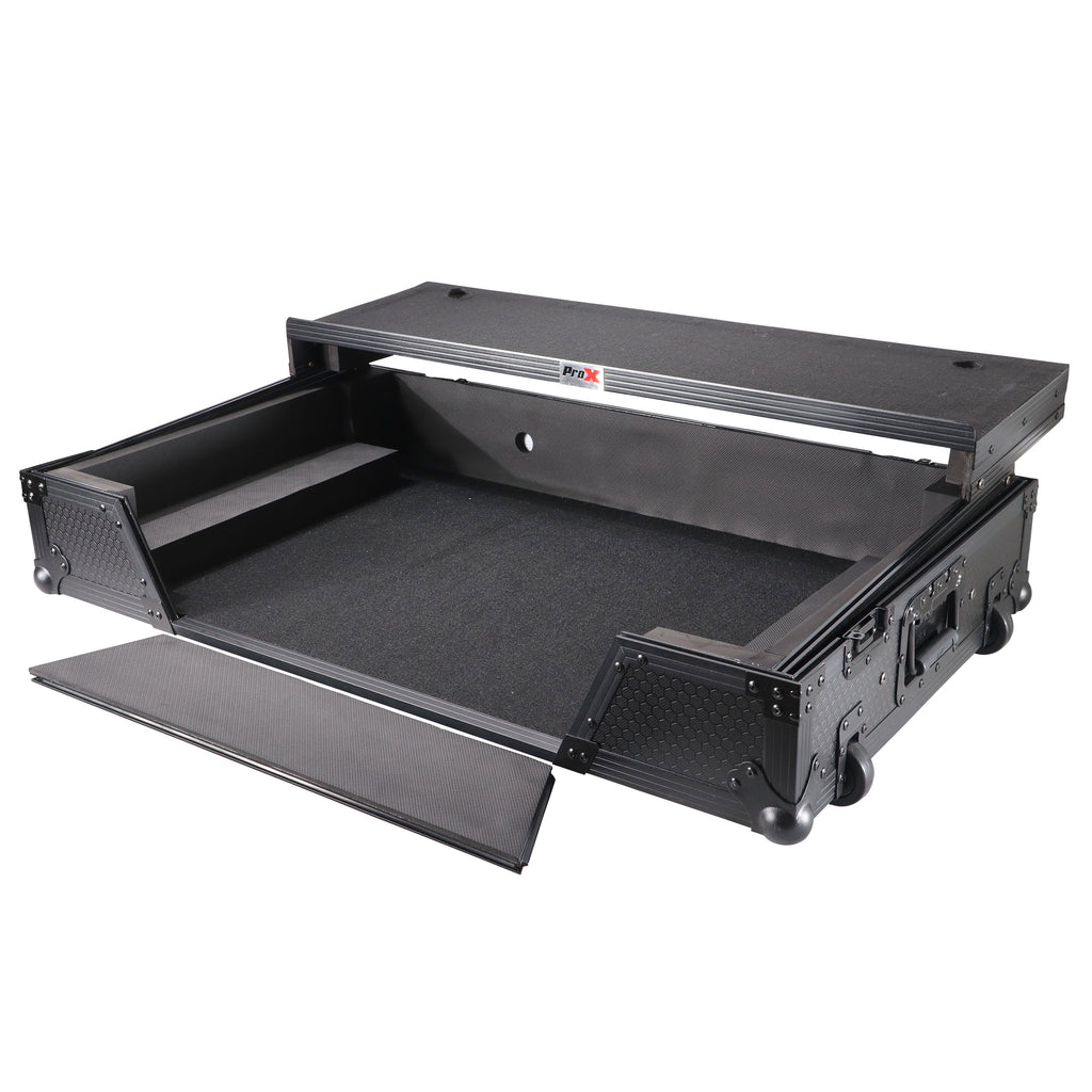 ATA Flight Case For Pioneer XDJ-XZ DJ Controller with Laptop Shelf 1U Rack Space and Wheels - Black