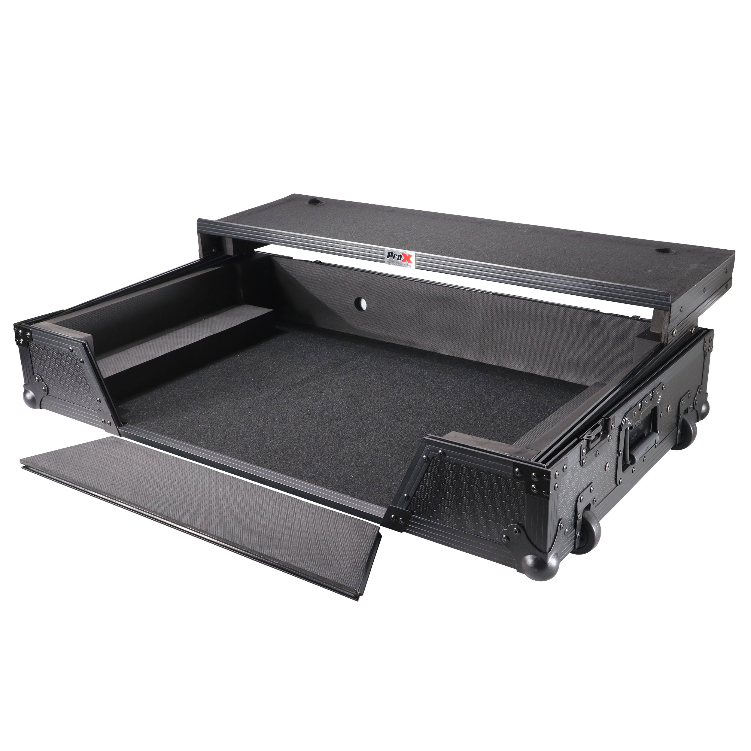 ATA Flight Case For Pioneer XDJ-XZ DJ Controller with Laptop Shelf 1U Rack Space and Wheels - Black