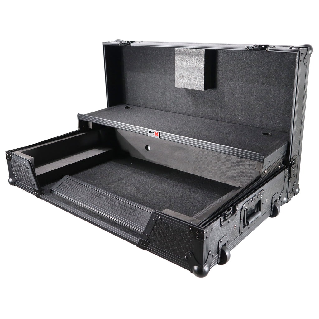 ATA Flight Case For Pioneer XDJ-XZ DJ Controller with Laptop Shelf 1U Rack Space and Wheels - Black