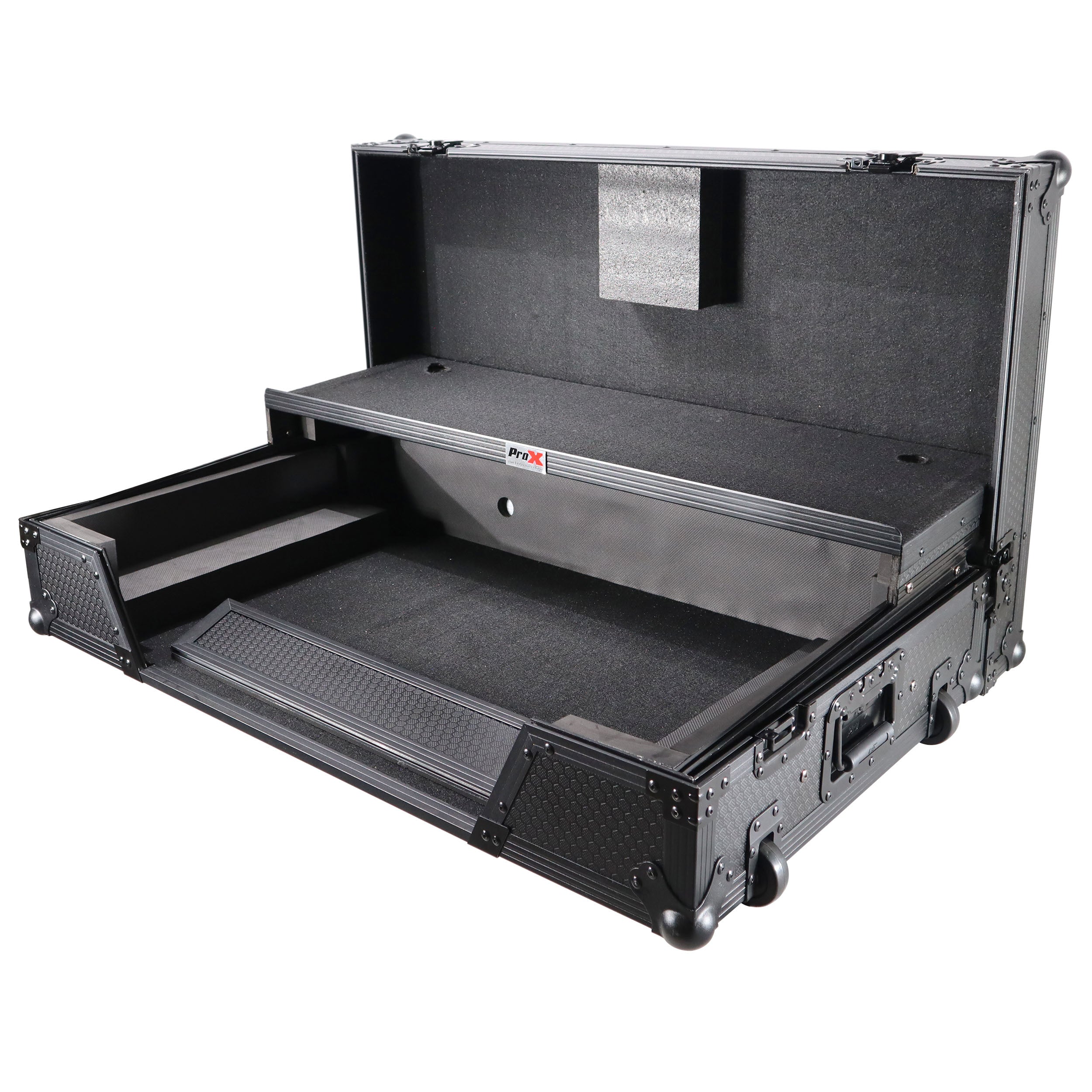 ATA Flight Case For Pioneer XDJ-XZ DJ Controller with Laptop Shelf 1U Rack Space and Wheels - Black