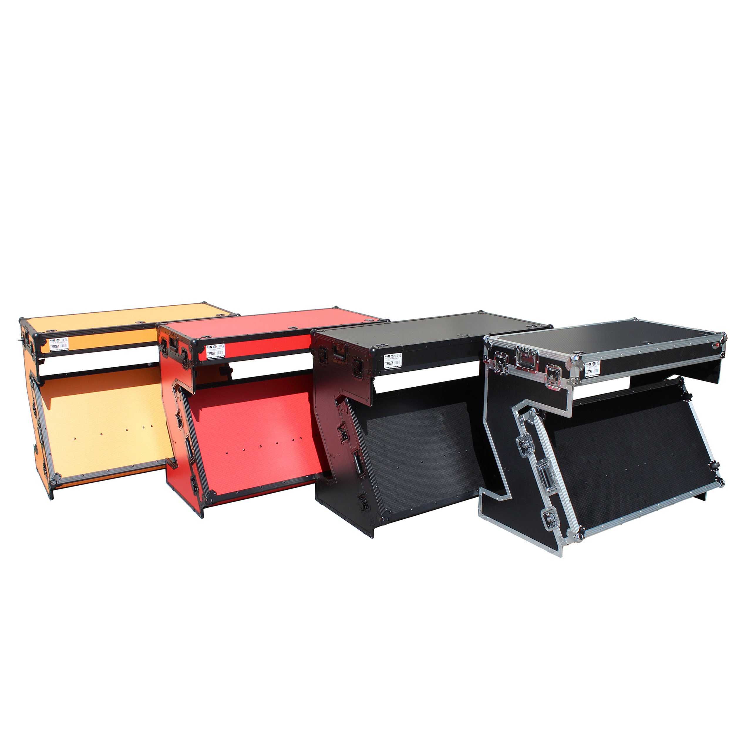 DJ Z-Table™ Folding DJ Table Mobile Workstation Flight Case Style with Handles and Wheels - Black Finish