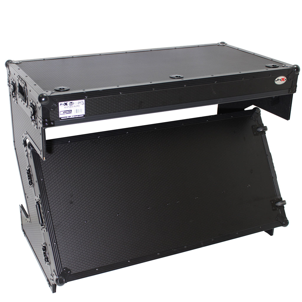 DJ Z-Table™ Folding DJ Table Mobile Workstation Flight Case Style with Handles and Wheels - Black Finish