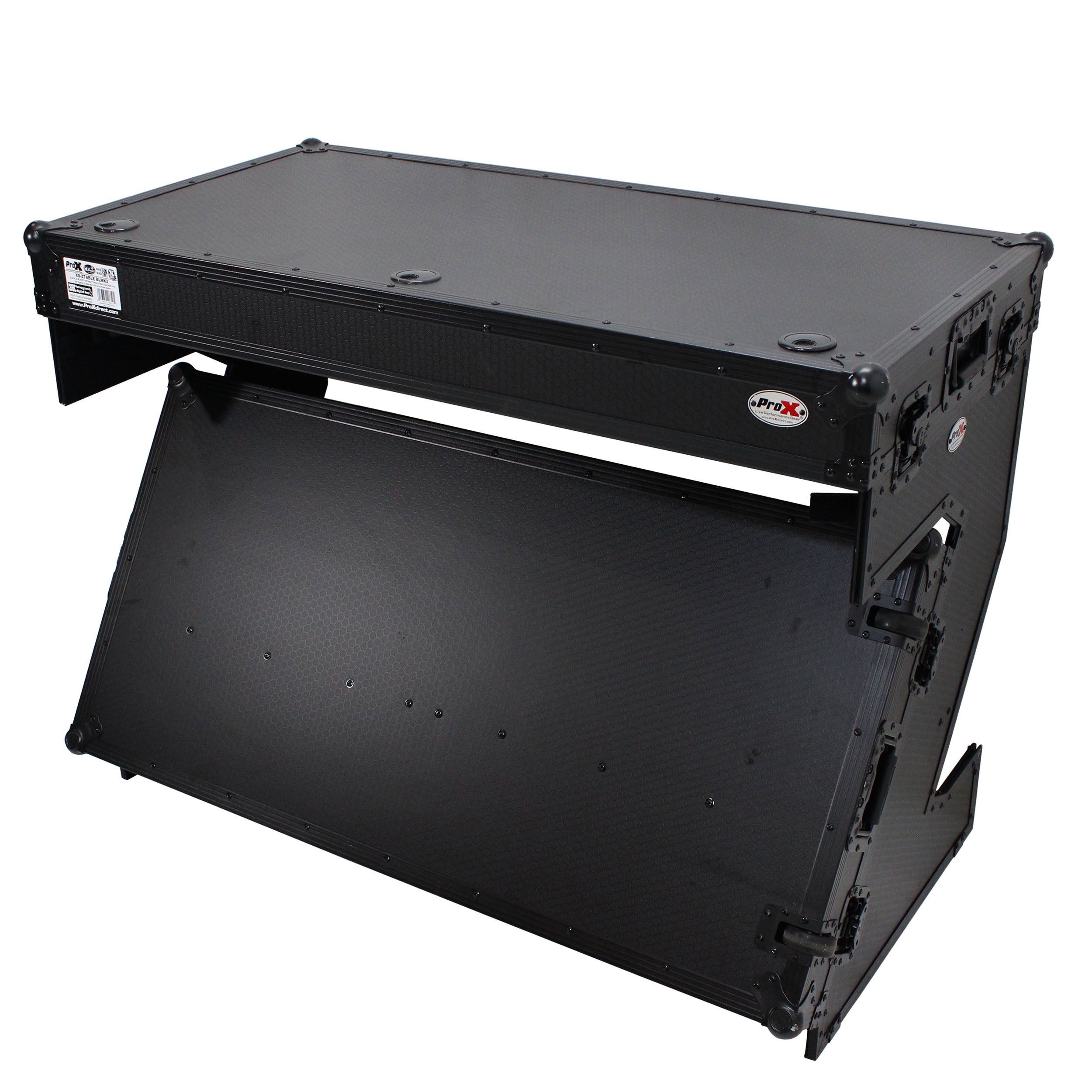 DJ Z-Table™ Folding DJ Table Mobile Workstation Flight Case Style with Handles and Wheels - Black Finish