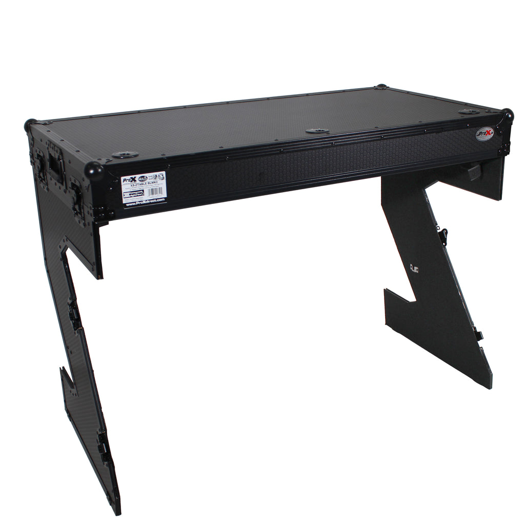 DJ Z-Table™ Folding DJ Table Mobile Workstation Flight Case Style with Handles and Wheels - Black Finish
