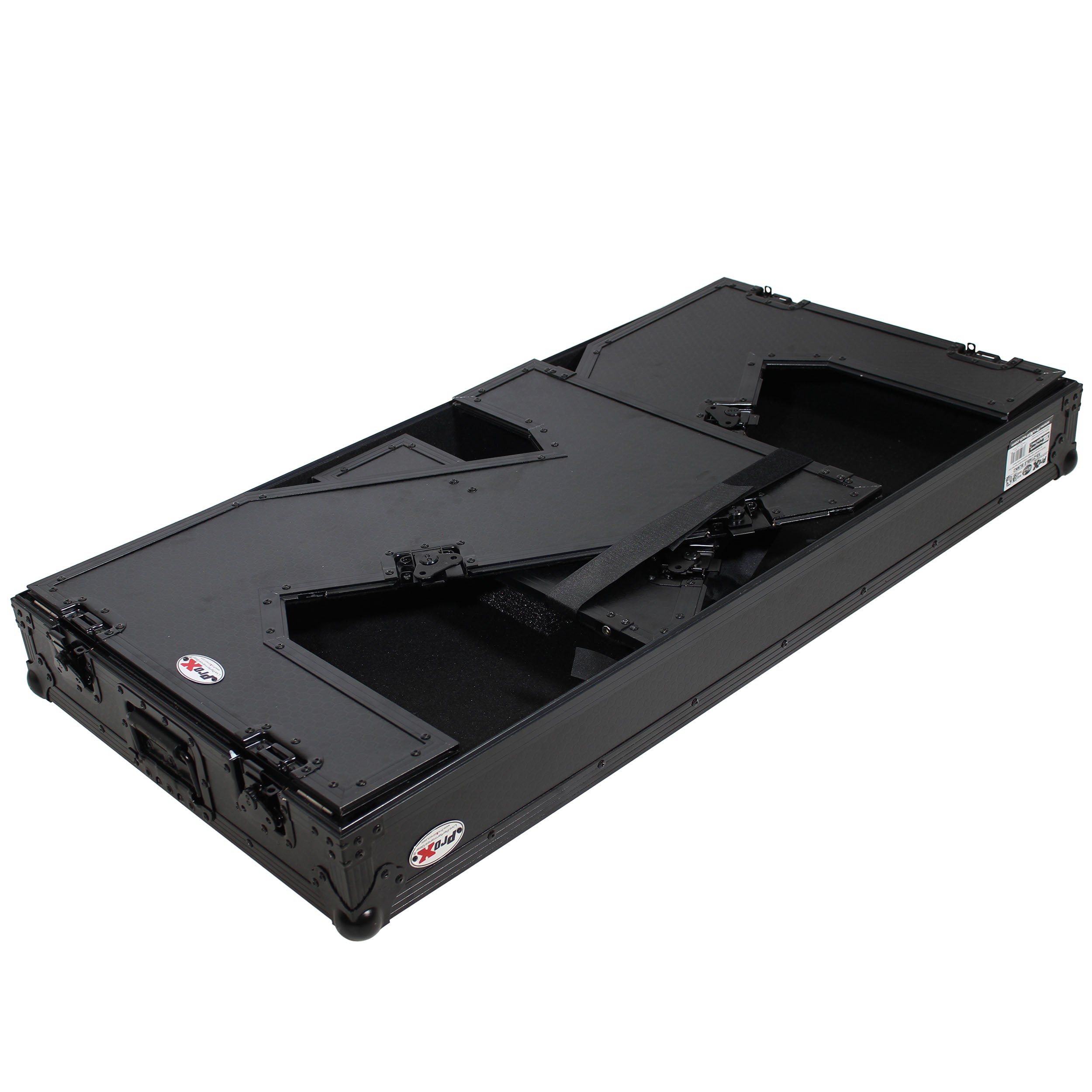 DJ Z-Table™ Folding DJ Table Mobile Workstation Flight Case Style with Handles and Wheels - Black Finish