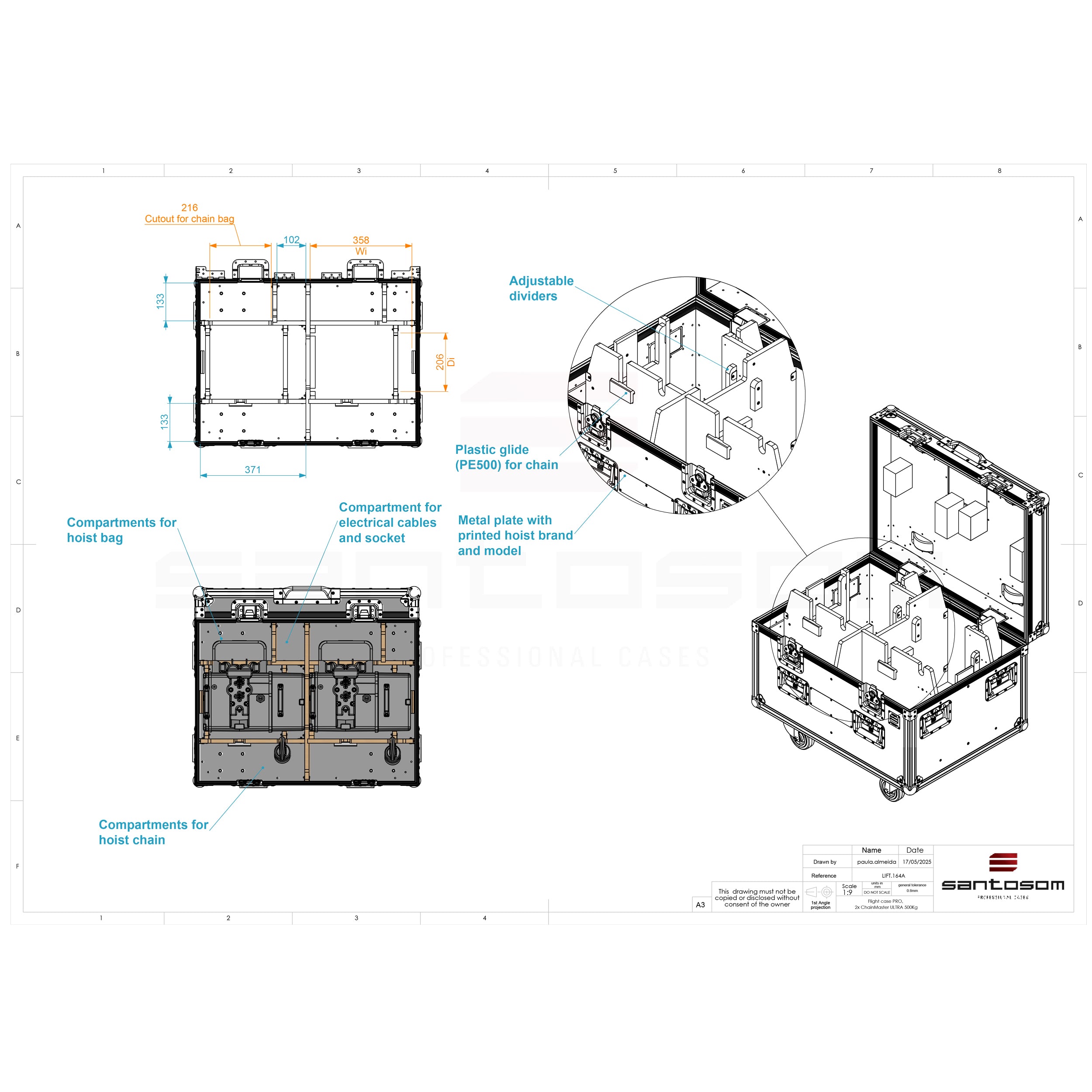 Flight case PRO, 2x Chainmaster ULTRA 500Kg by Santosom