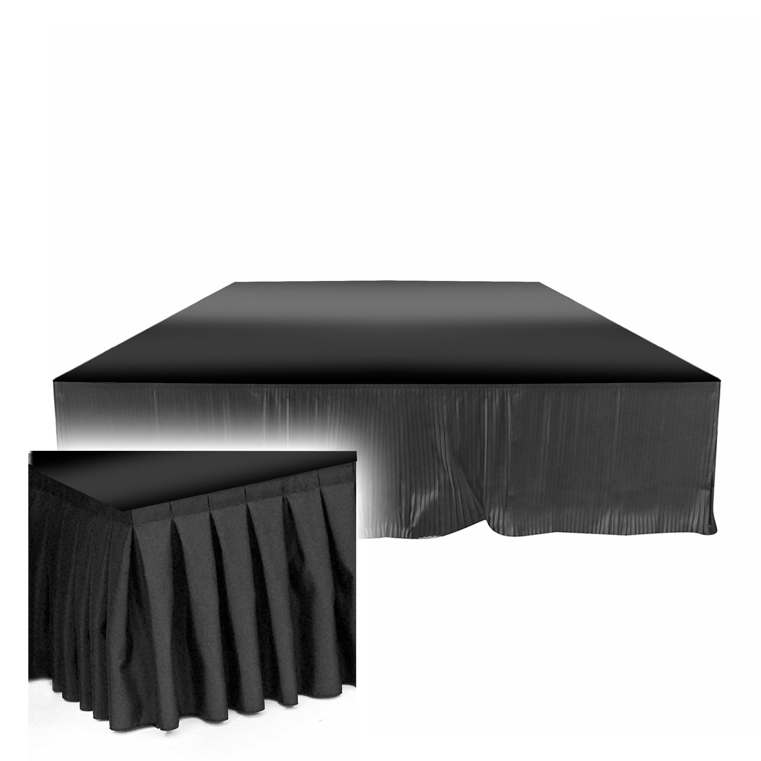 48" 8ft Width Black Portable Stage Skirt Polyester Fire-Retardant Platform Skirting