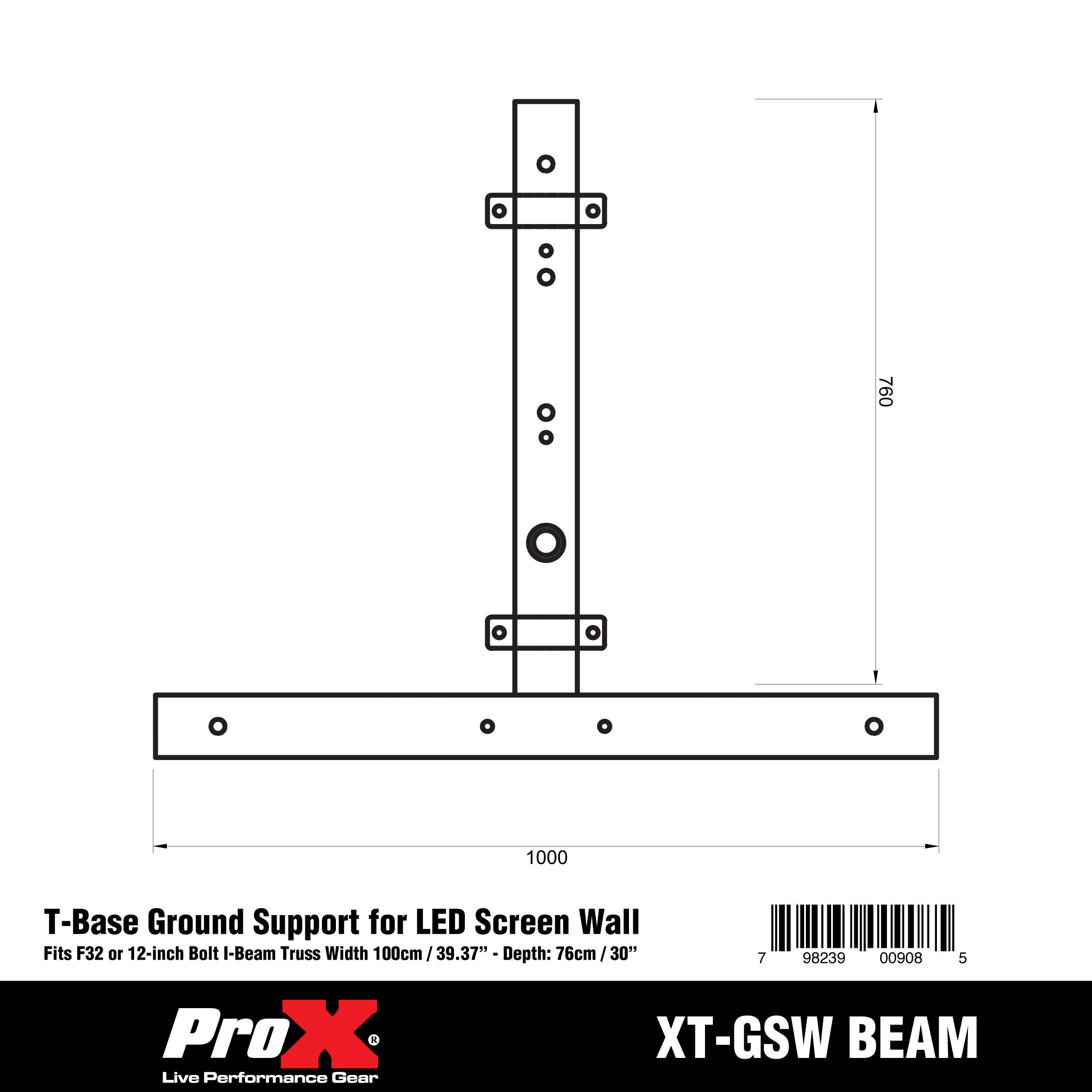 Ground Support Stabilizing 1M / 3.28ft T-Base for LED Screen Wall Stacking for I-Beam F32 or12" Bolted I-Beam  Truss Segments