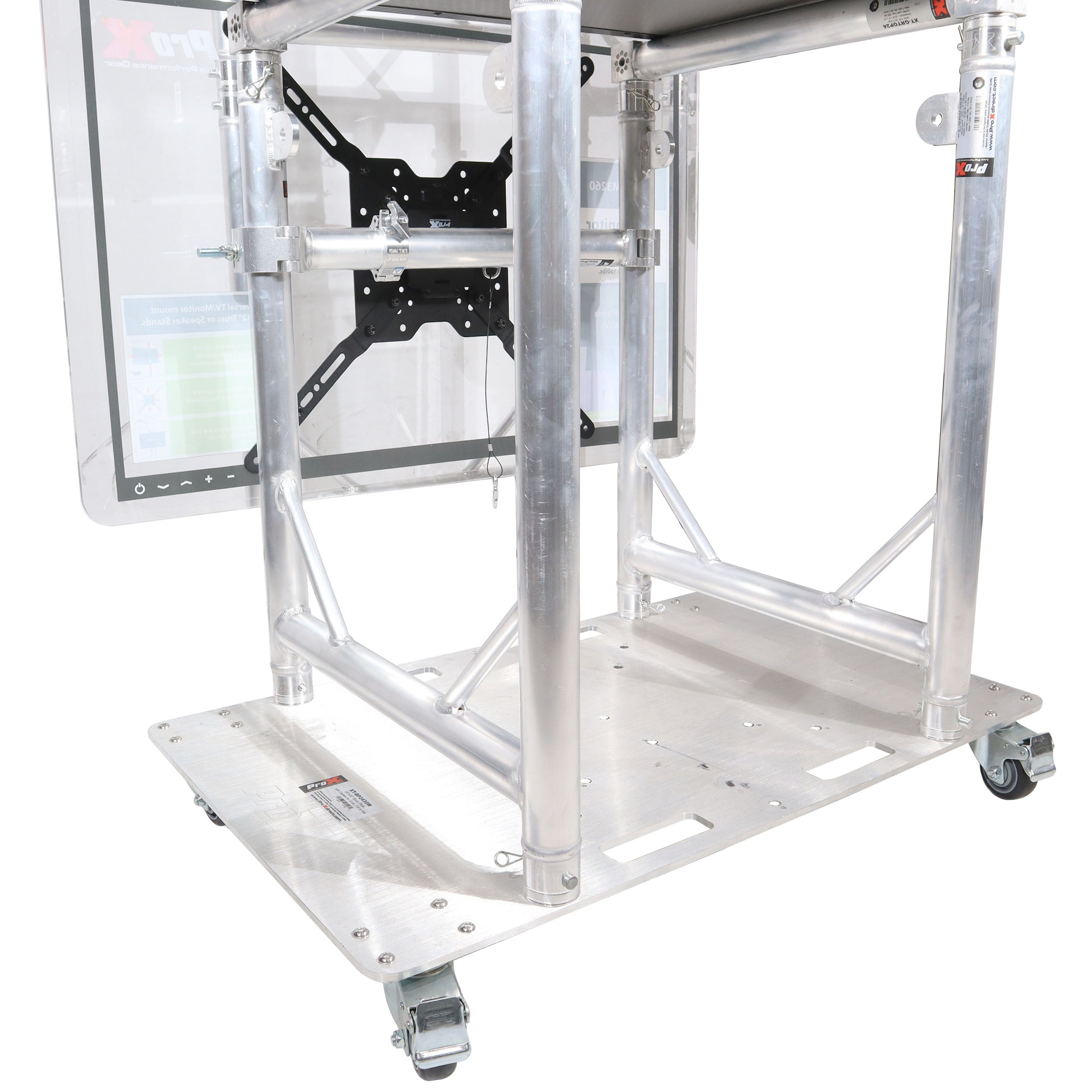 Modular Mobile Media TV DJ Station Booth for ProX XT-GRU Rapid Grid Modular System and base plate with wheels