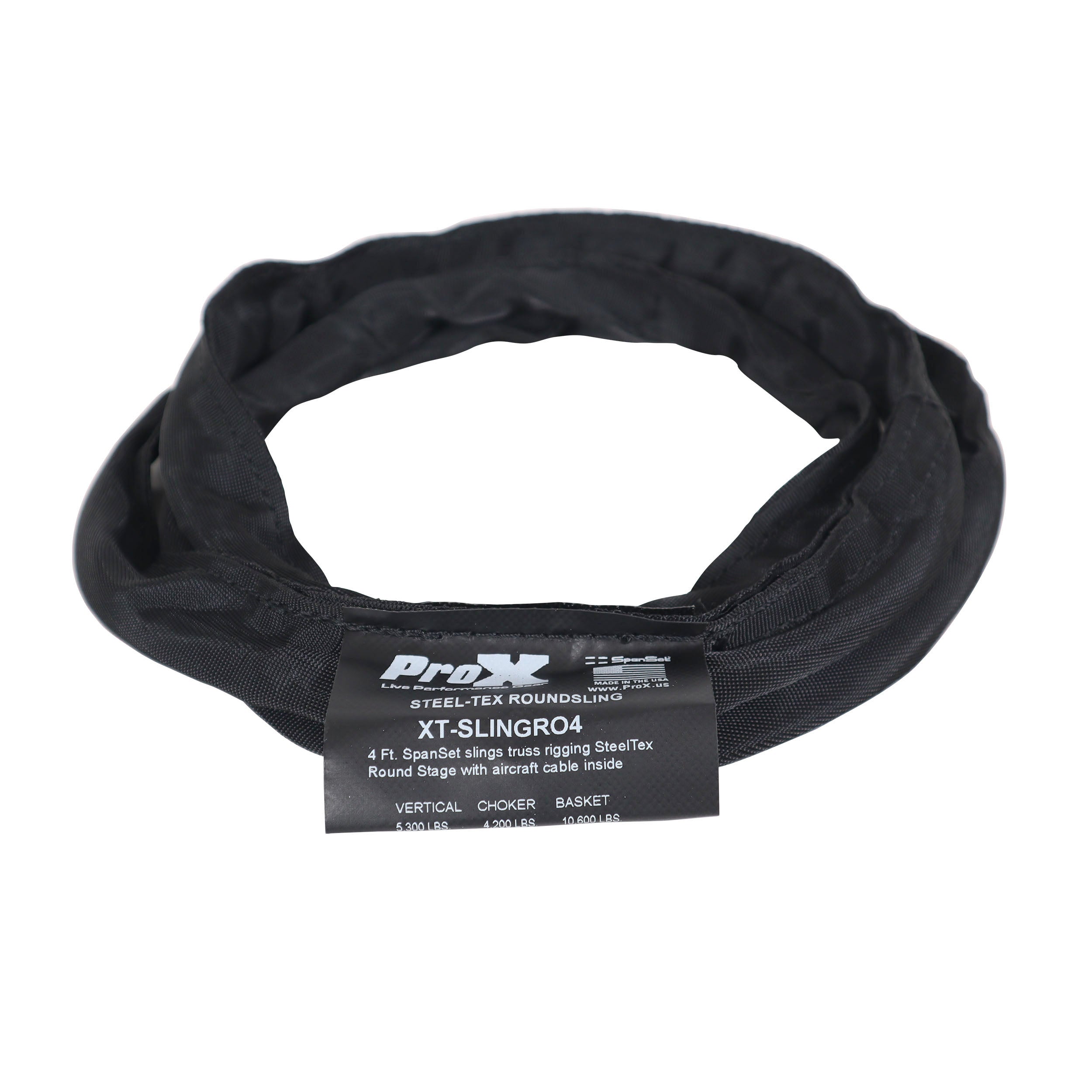 4ft SpanSet slings truss rigging SteelTex™ Round Stage with aircraft steel cable inside - Made in USA
