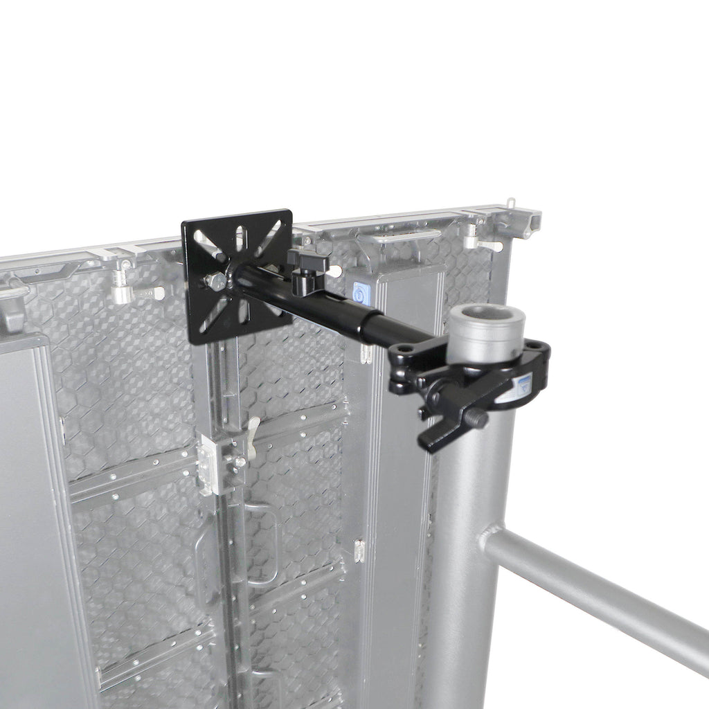 Black 10-13" LED Panel Wall Mounting Plate to Extension 2" Pole Truss Clamp for Ground Stacking and Hanging