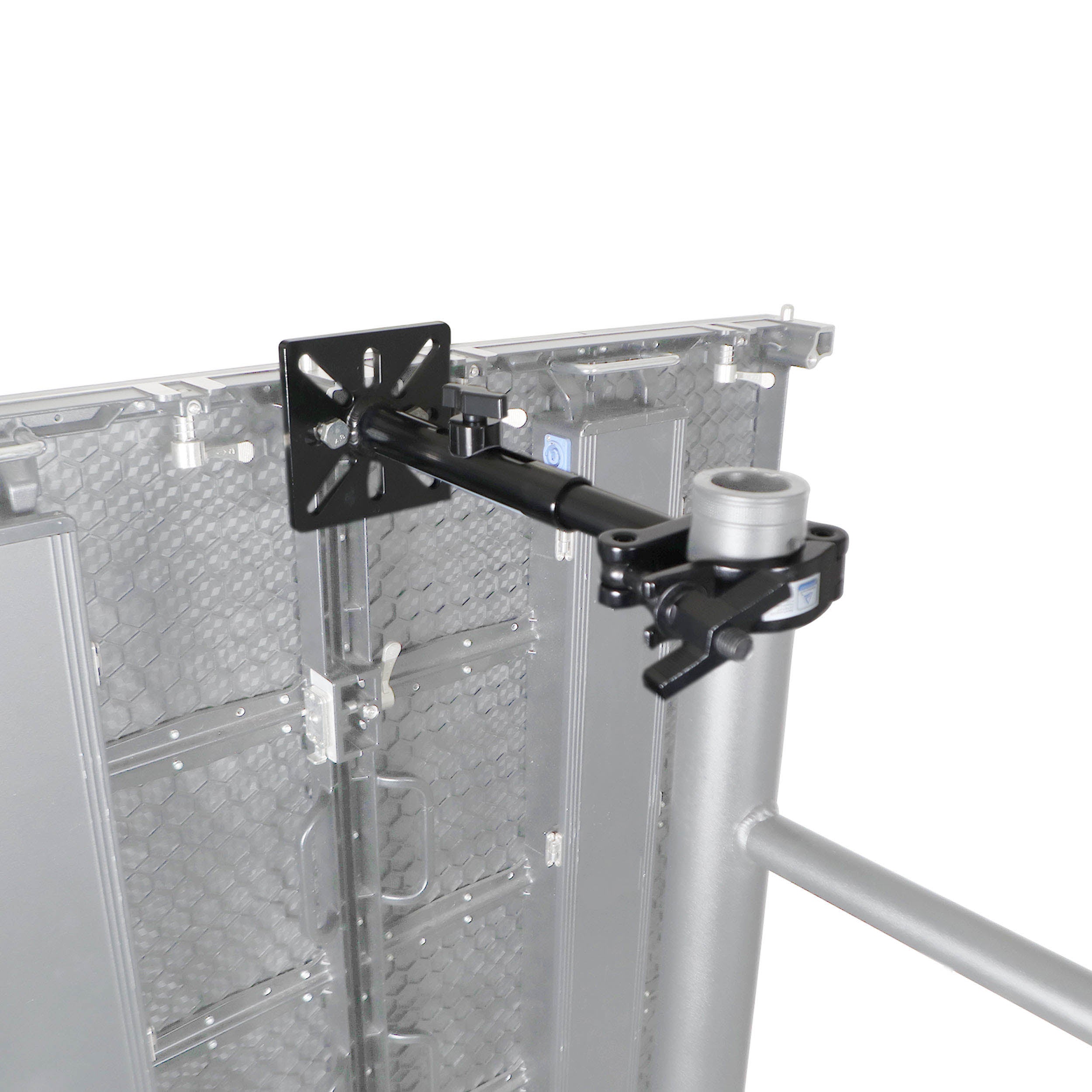 6PCS Black 10-13" LED Panel Wall Mounting Plate to Extension 2" Pole Truss Clamp for Ground Stacking and Hanging.