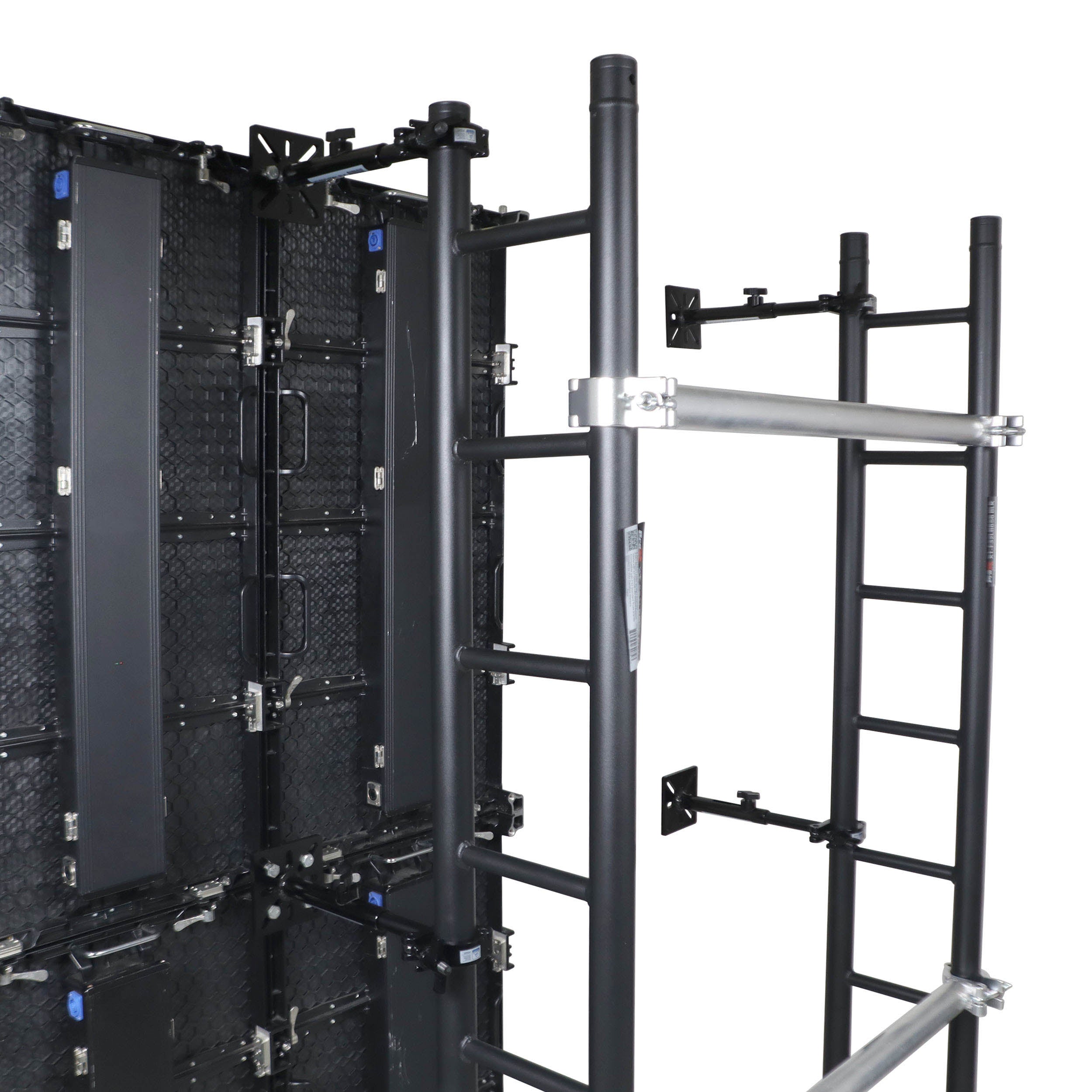 Black 10-13" LED Panel Wall Mounting Plate to Extension 2" Pole Truss Clamp for Ground Stacking and Hanging