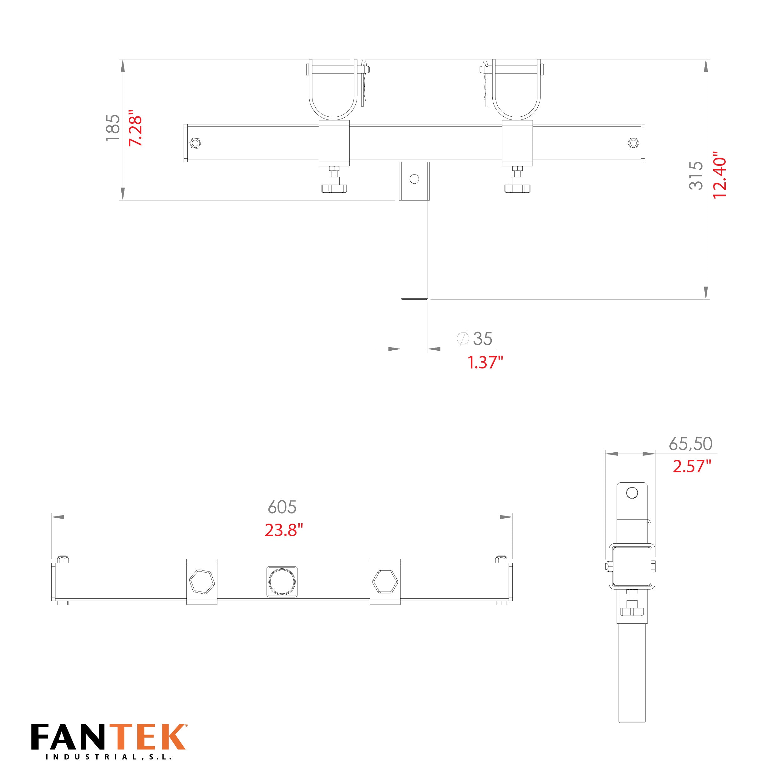 FANTEK Universal Trusss Bracket Adjustable T-Adapter for all Top Load Center Lifting Towers Black