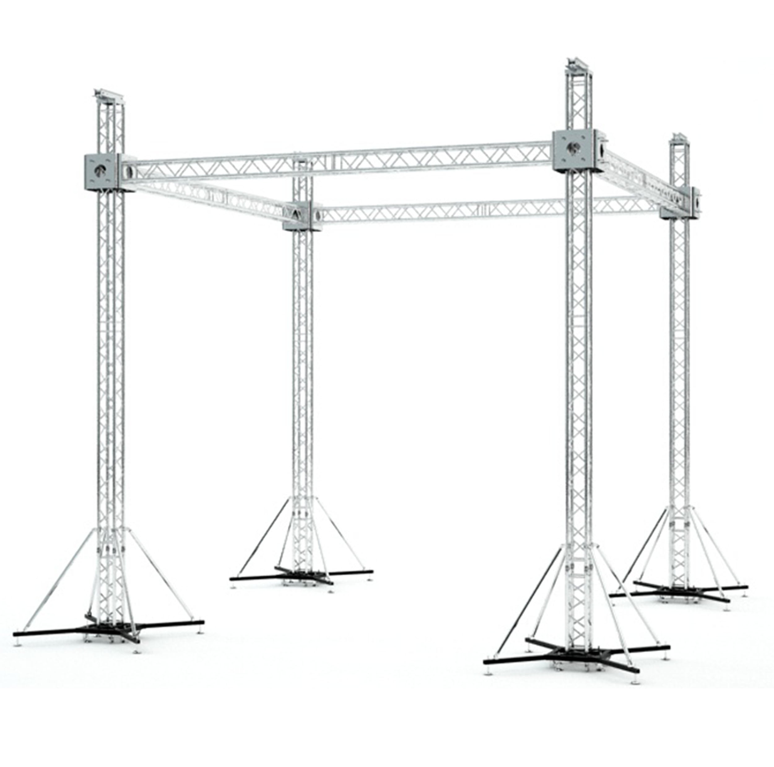 F34 Stage Roofing Truss System with Ground Support and Chain Hoists – 20x20x23 Ft.