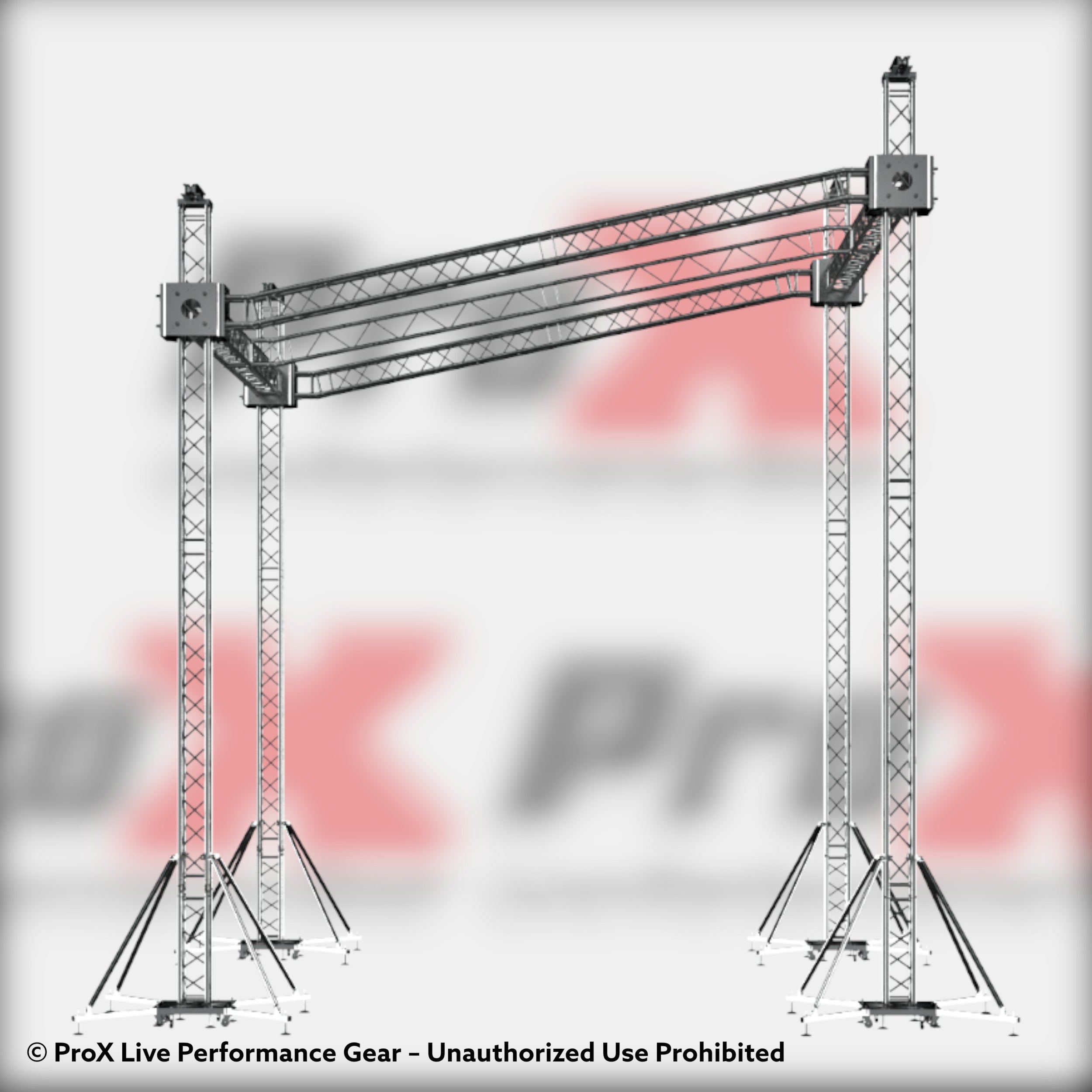 Stage Shed Slant Sloping Roofing Truss System Middle Beam Ground Support and Chain Hoists 20x20x23 Ft.