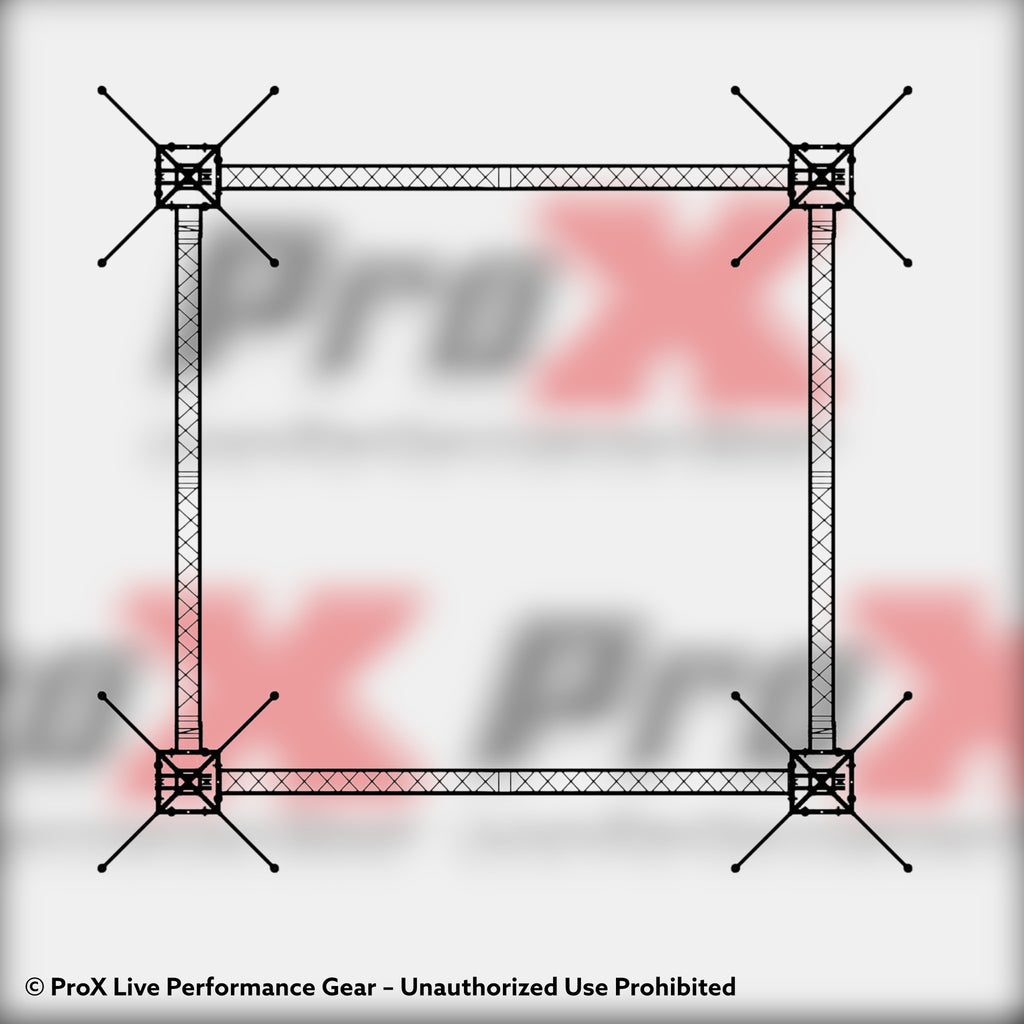 F34 Stage Shed Slant Sloping Roofing Truss System with Ground Support and Chain Hoists – 20x20x23 Ft.