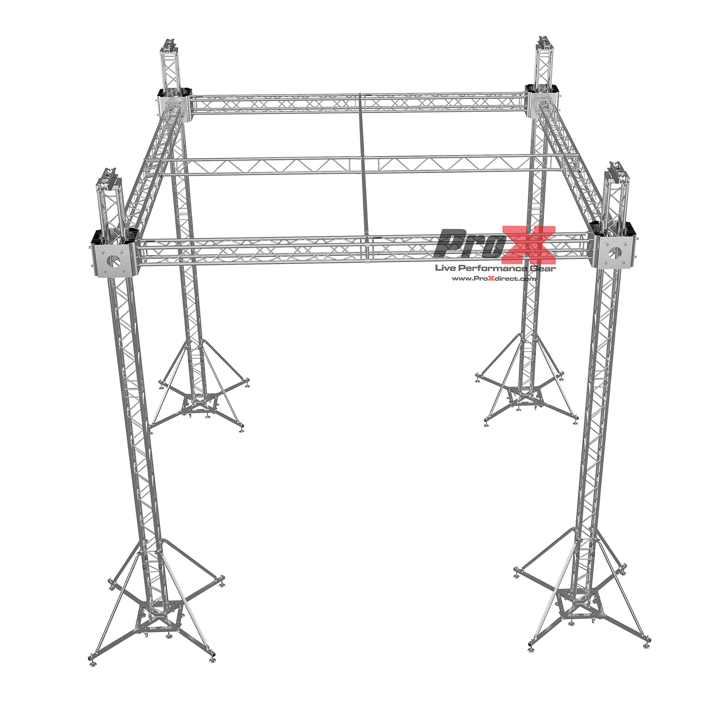 F34 Stage Roofing Truss System with Ground Support and Chain Hoists – 21 x 21 x 23 Ft F32 Center Cross