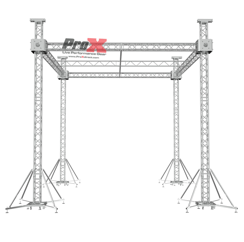 F34 Stage Roofing Truss System with Ground Support and Chain Hoists – 21 x 21 x 23 Ft F32 Center Cross