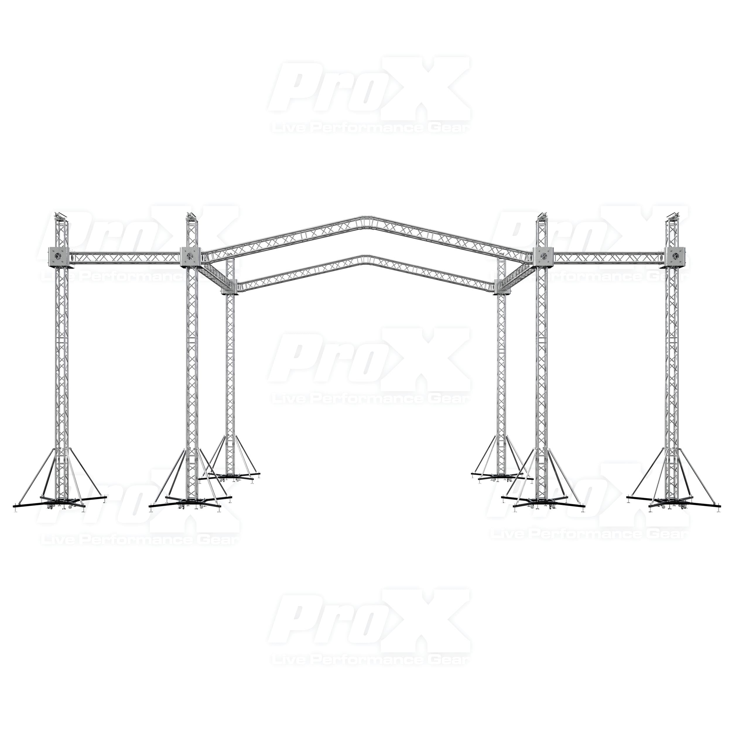 12D PR2 Stage Roofing System with 7 Ft Speaker Wings and  6 Chain Hoists | 30 Ft W x 20 Ft L x 23 Ft H